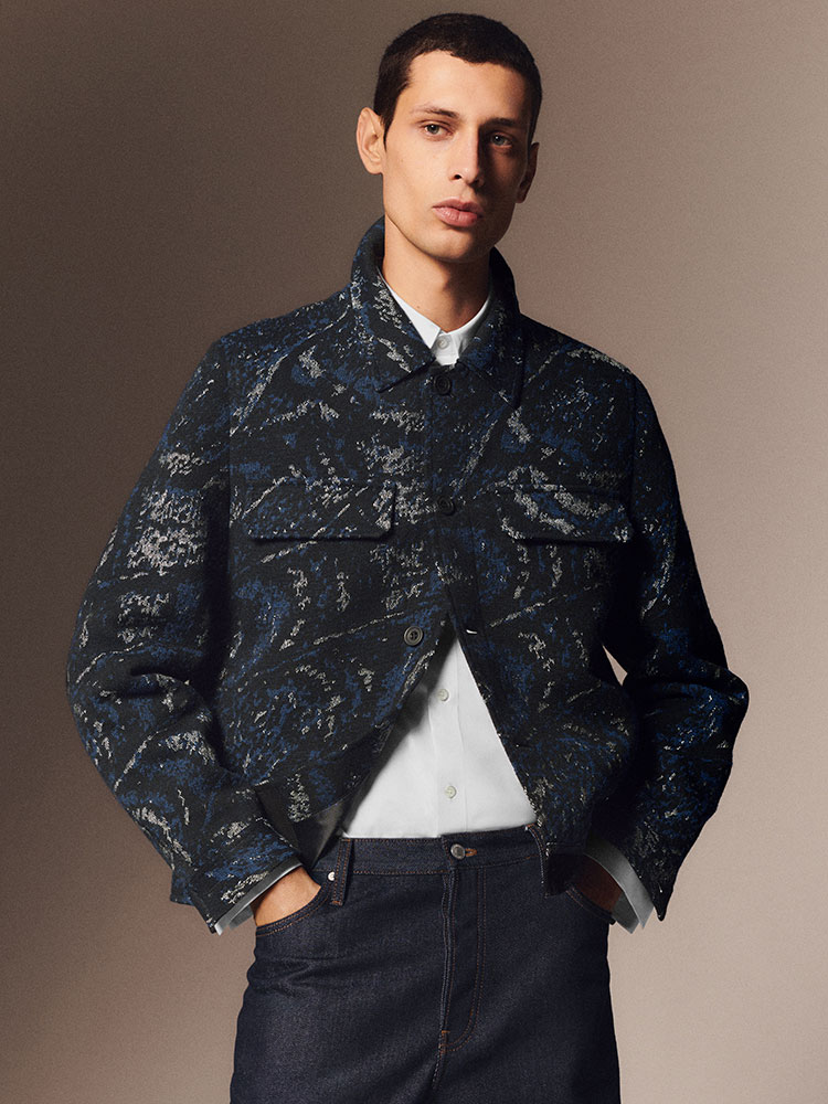 RELAXED WOOL-BLEND JACQUARD OVERSHIRT