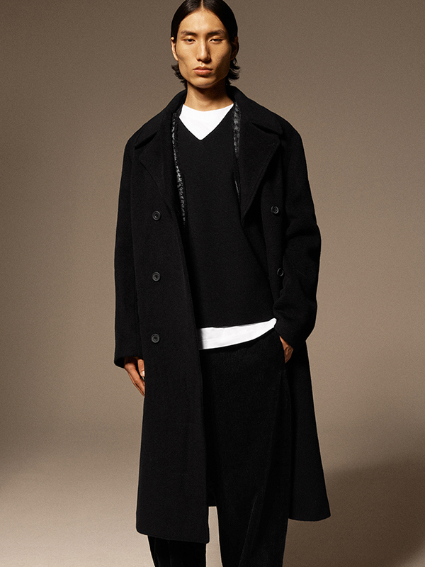 DOUBLE-BREASTED WOOL OVERCOAT