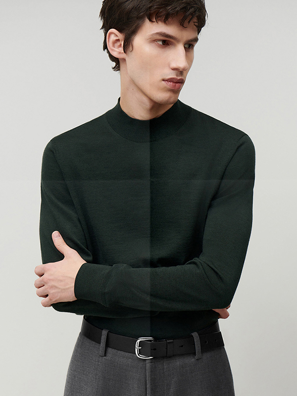 SLIM MERINO WOOL MOCK-NECK JUMPER