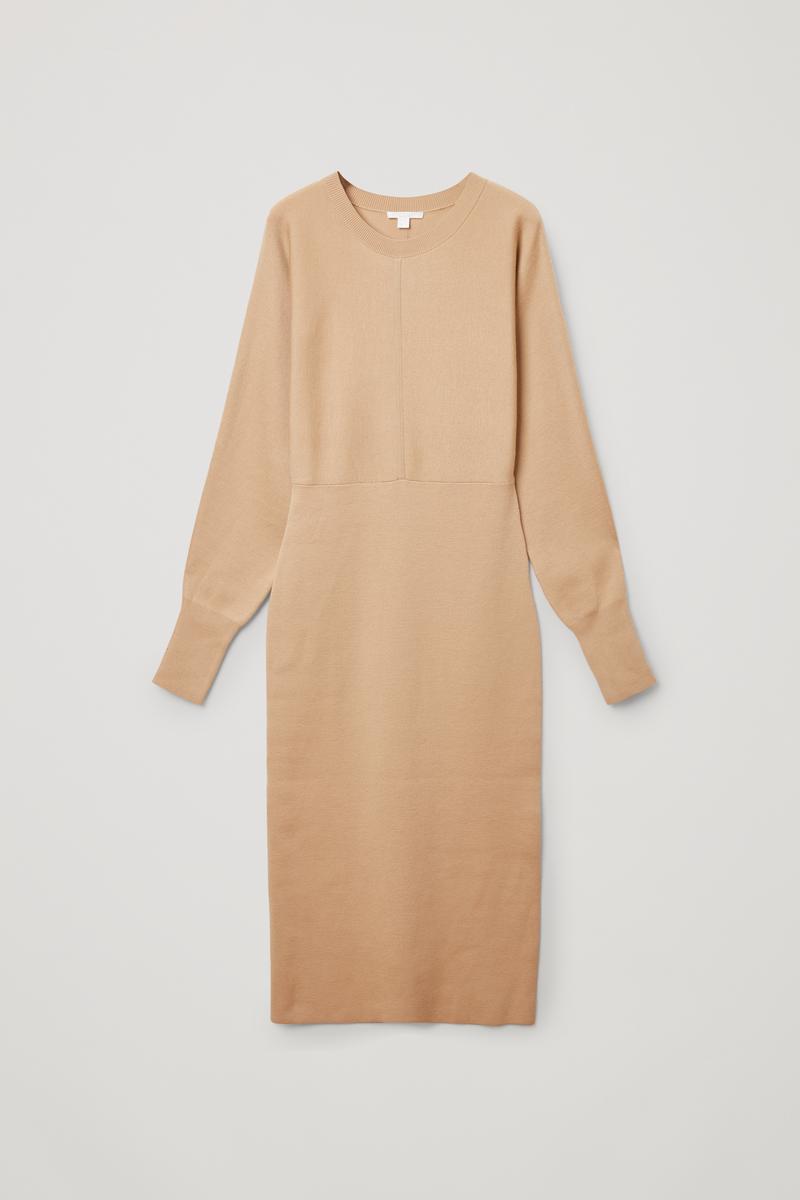 ORGANIC COTTON-WOOL MIX KNITTED A-LINE DRESS