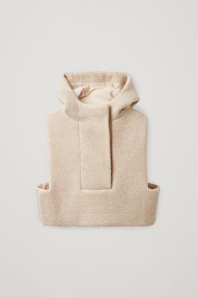 WOOL MIX HOODED HYBRID VEST テディフード付きハイブリッドベスト｜COS コス 公式オンラインストア