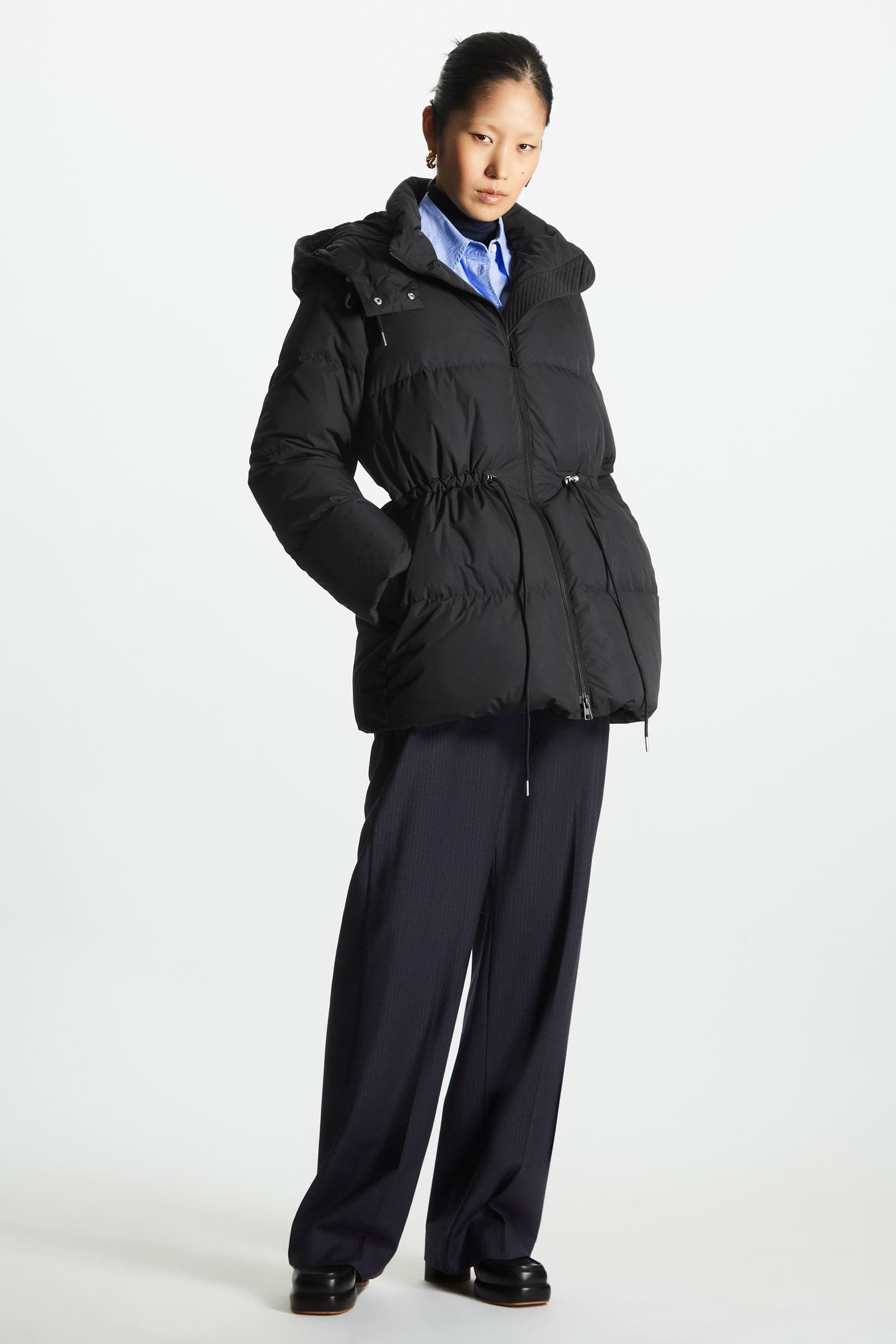 DRAWSTRING-WAIST PUFFER COAT