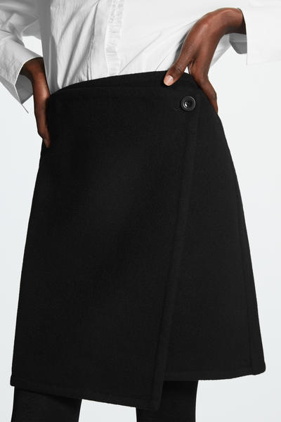 mini black wrap skirt