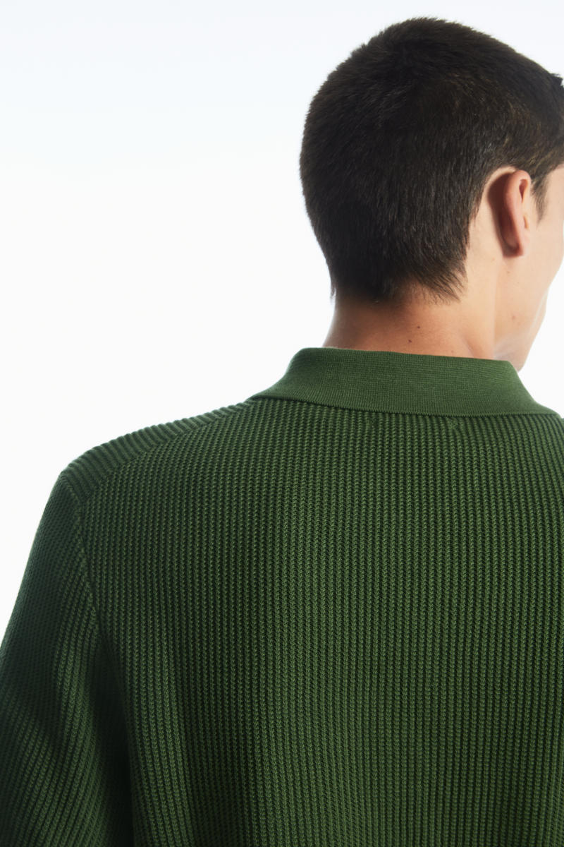 RACKING-STITCH KNITTED POLO SHIRT