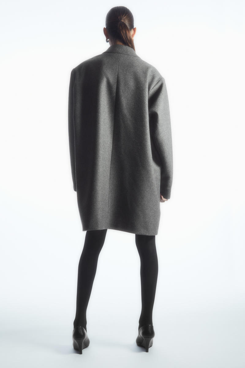 OVERSIZED FIT NOTCHED LAPELS WOOL BLEND COAT