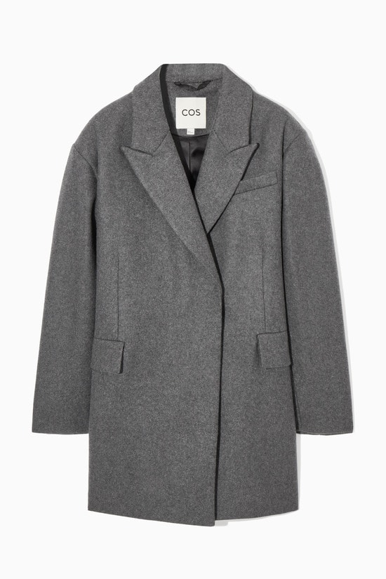 OVERSIZED FIT NOTCHED LAPELS WOOL BLEND COAT