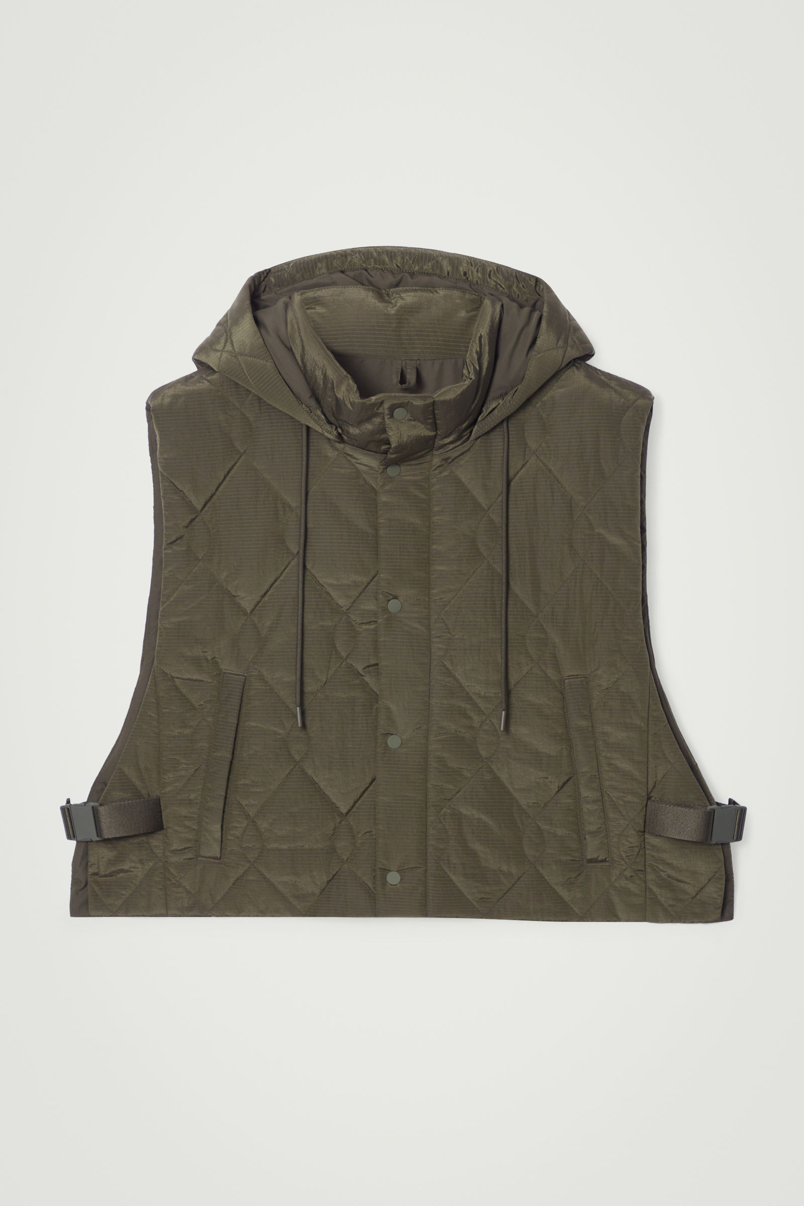 QUILTED HOODED HYBRID VEST キルティングフード付きハイブリッドベスト｜COS コス 公式オンラインストア