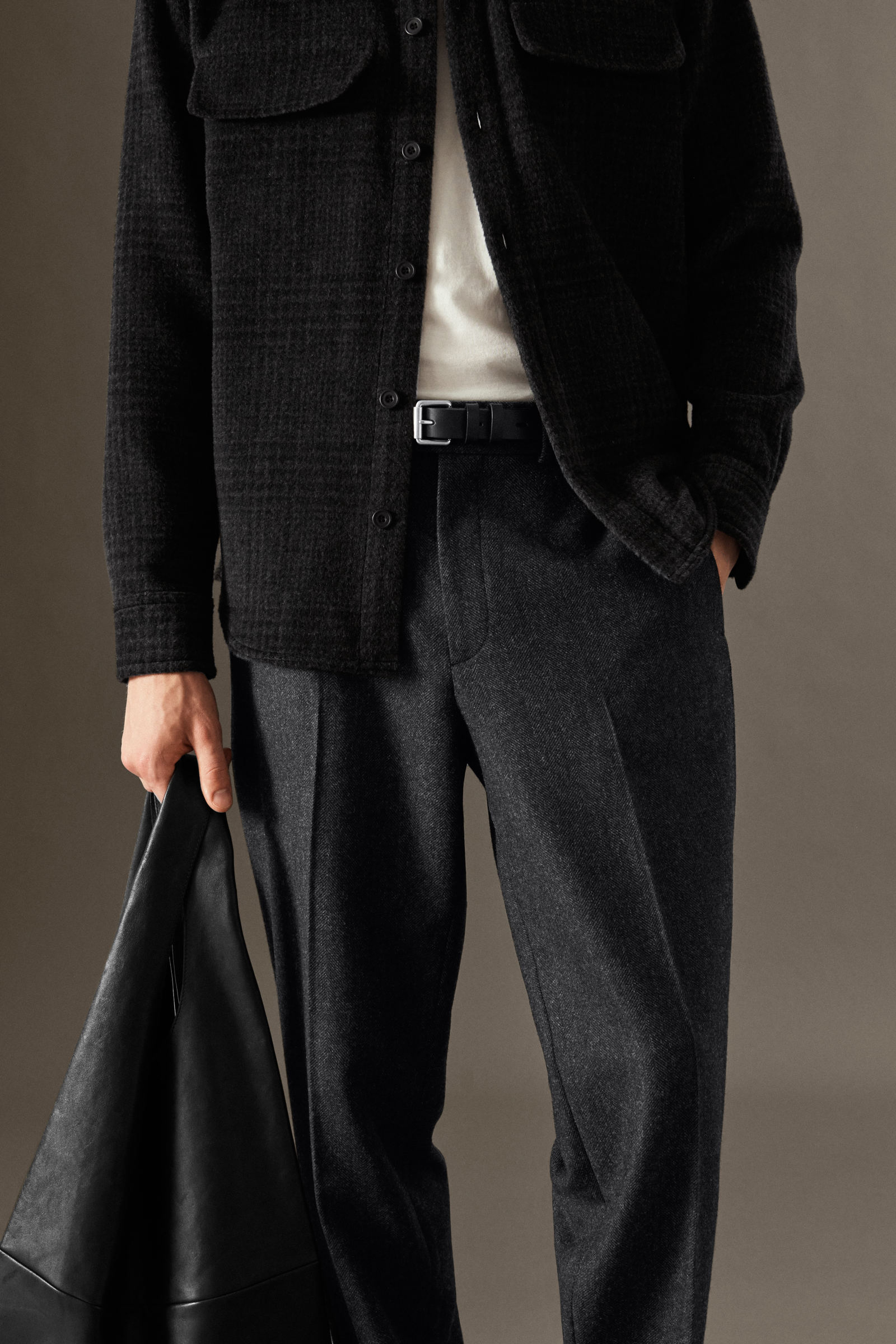 HERRINGBONE WOOL TROUSERS - STRAIGHT ヘリンボーンウールパンツ