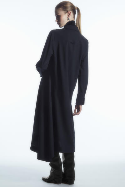 ASYMMETRIC WOOL SHIRT DRESS アシンメトリーウールシャツワンピース