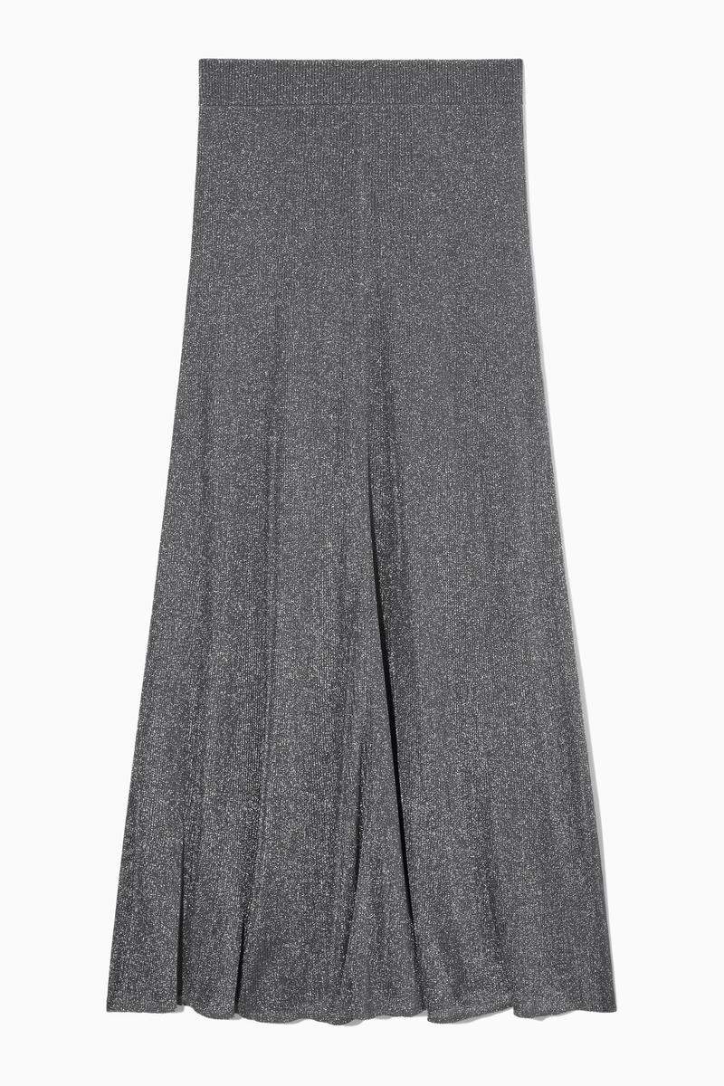 SPARKLY RIBBED-KNIT MAXI SKIRT スパークリーリブニットマキシ 