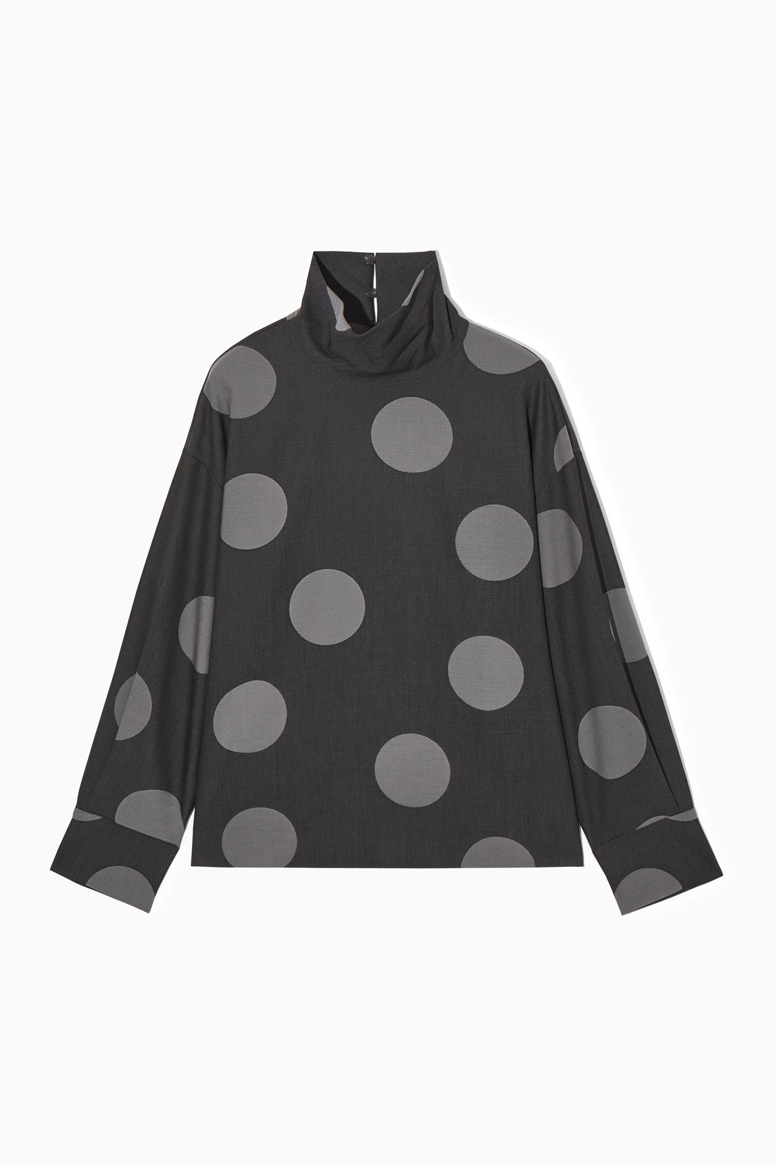 POLKA-DOT DECONSTRUCTED HIGH-NECK BLOUSE ポルカドットハイネック