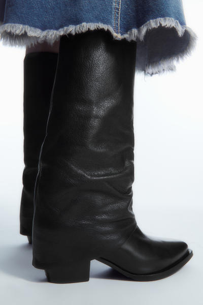 Verity Thigh High Boots リボン レザーオーバーニーブーツ 