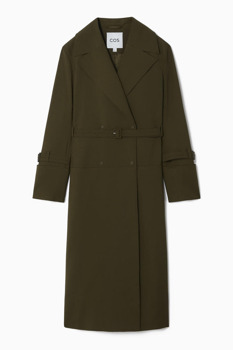 DOUBLE-BREASTED WOOL-BLEND TRENCH COAT