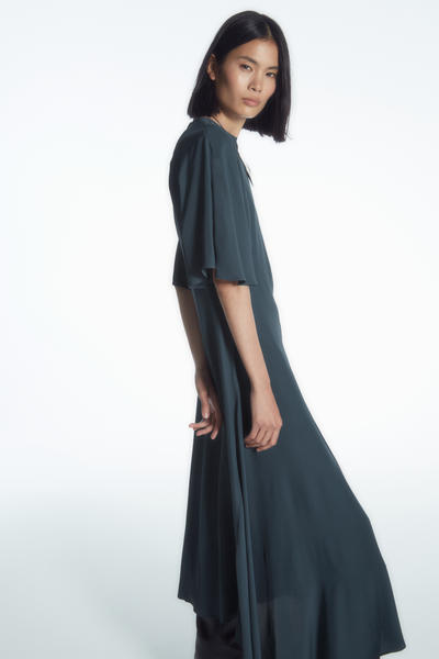 ASYMMETRIC DRAPED MIDI DRESS アシンメトリードレープミディ