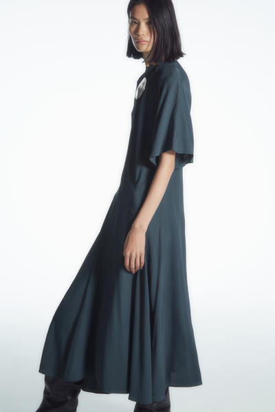 ASYMMETRIC DRAPED MIDI DRESS アシンメトリードレープミディ