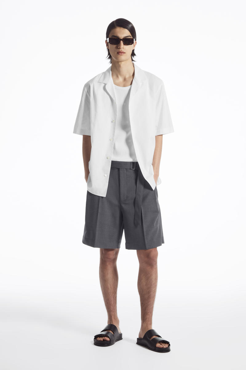 BELTED WOOL-BLEND SHORTS