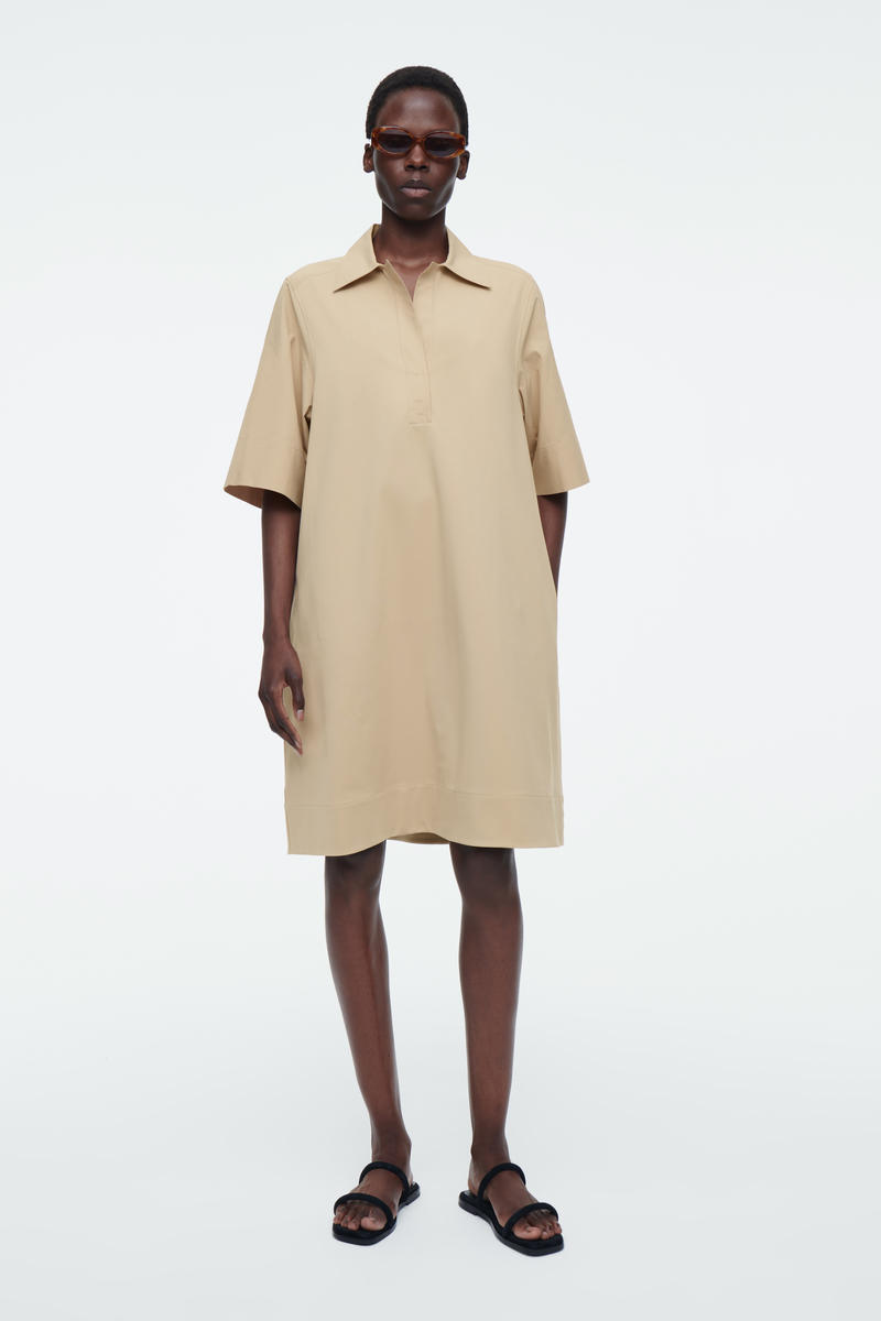 OVERSIZED OPEN-COLLAR SHIRT DRESS