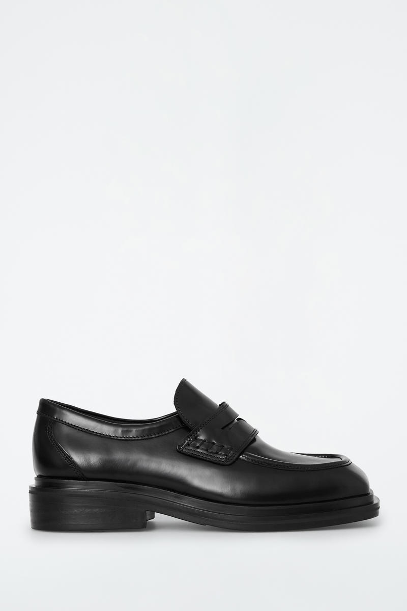 CHUNKY SQUARE-TOE LEATHER LOAFERS