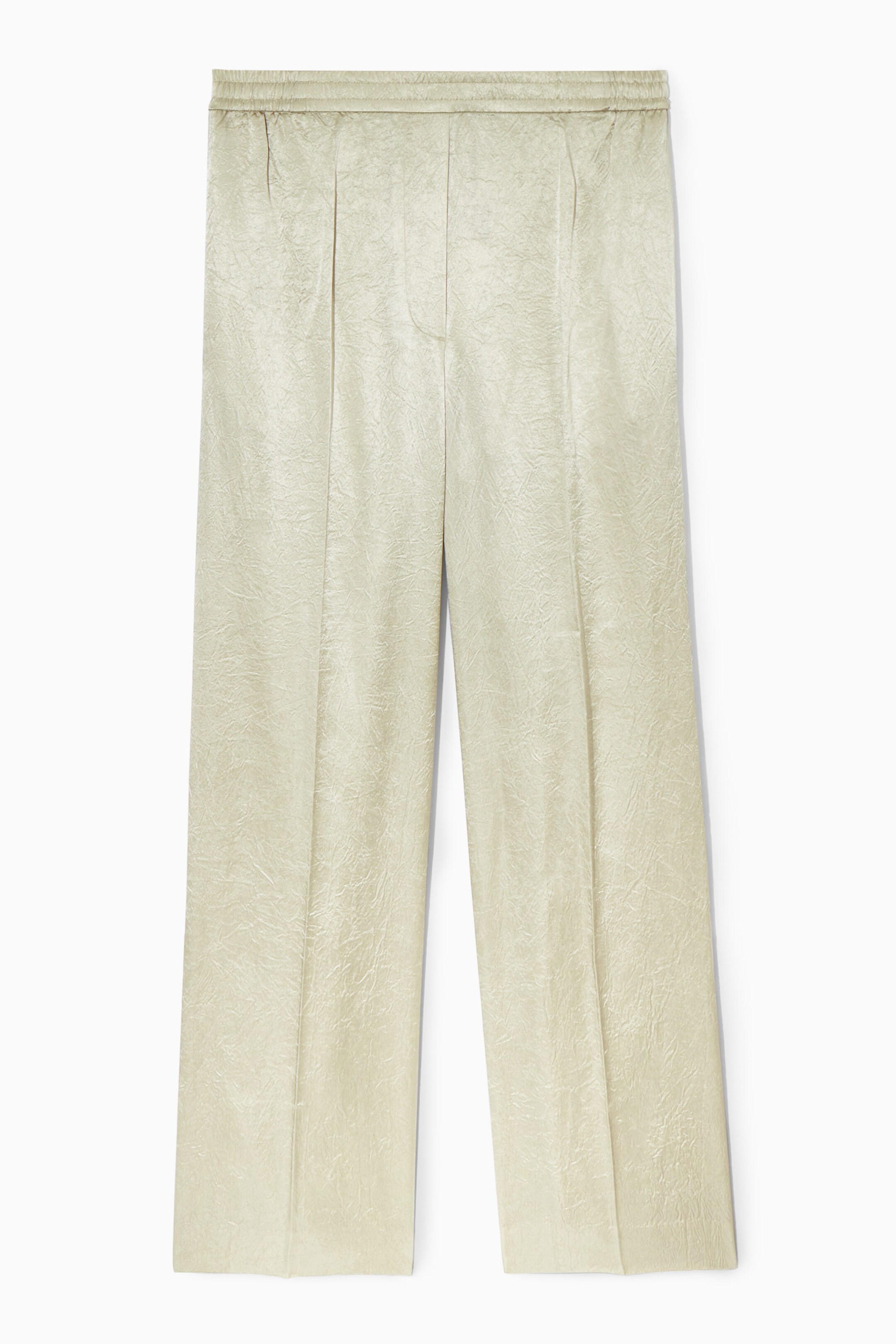 STRAIGHT-LEG CRINKLED-SATIN TROUSERS