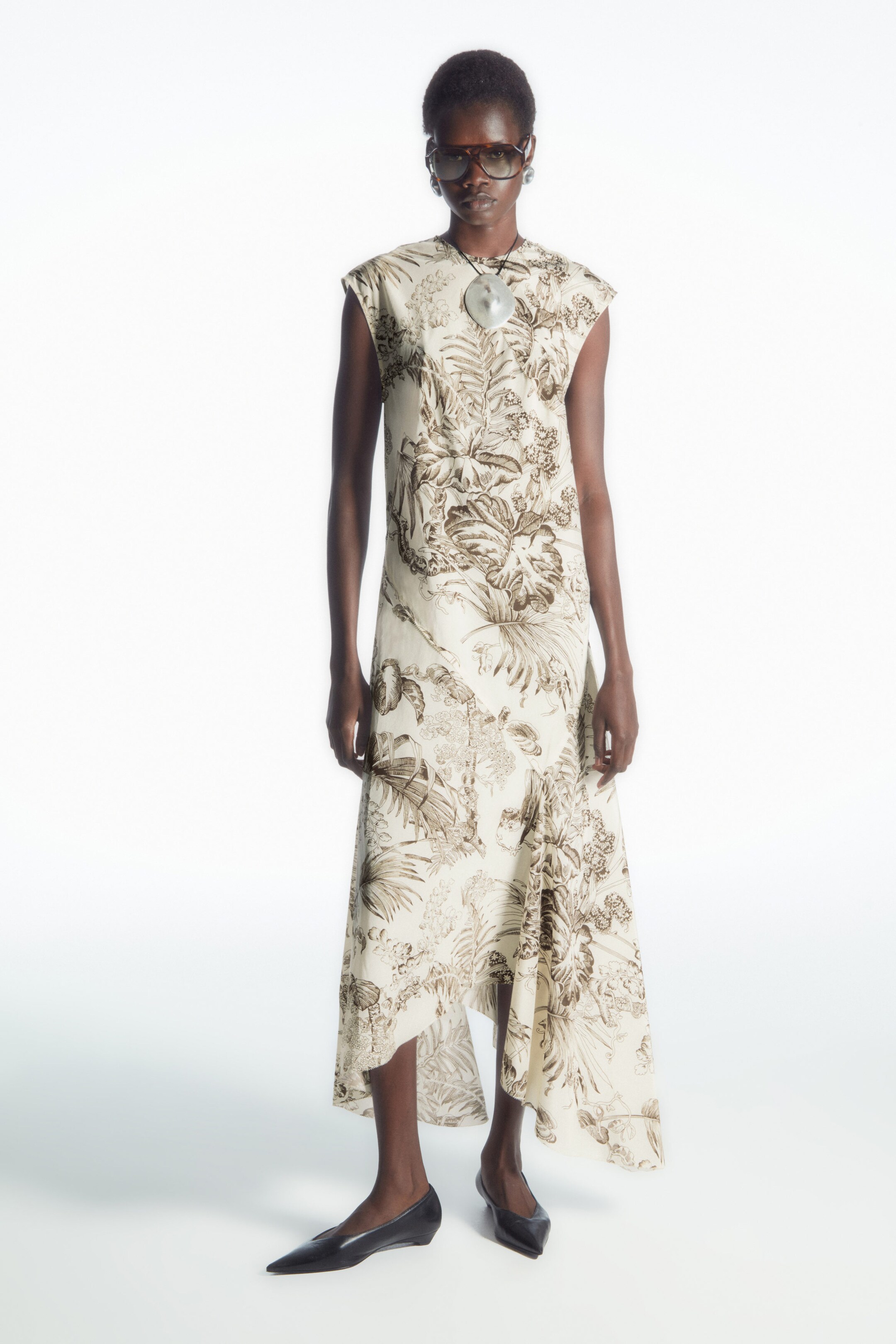 BOTANICAL-PRINT SILK DRESS