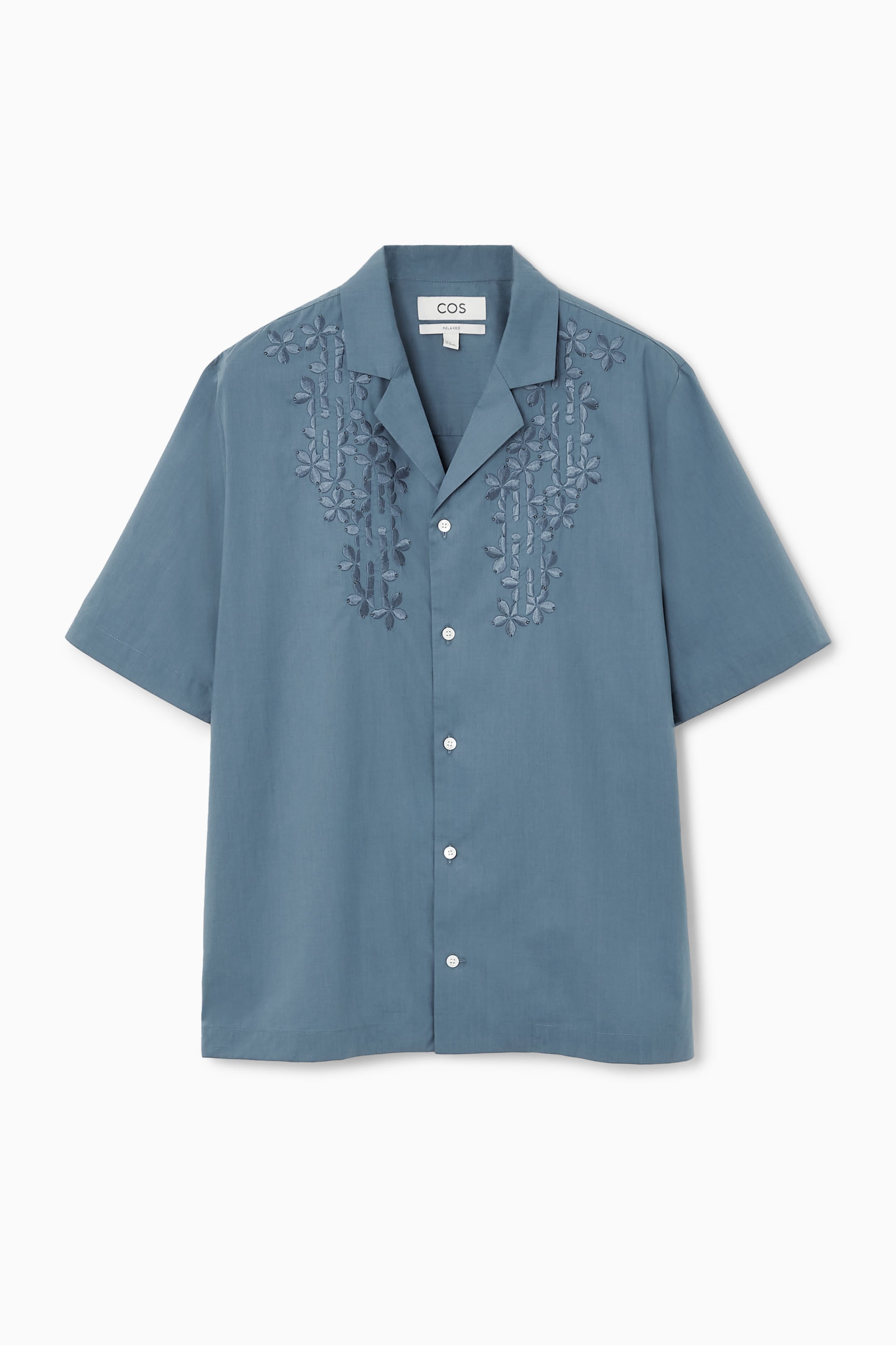 FLORAL EMBROIDERED SHORT-SLEEVED SHIRT