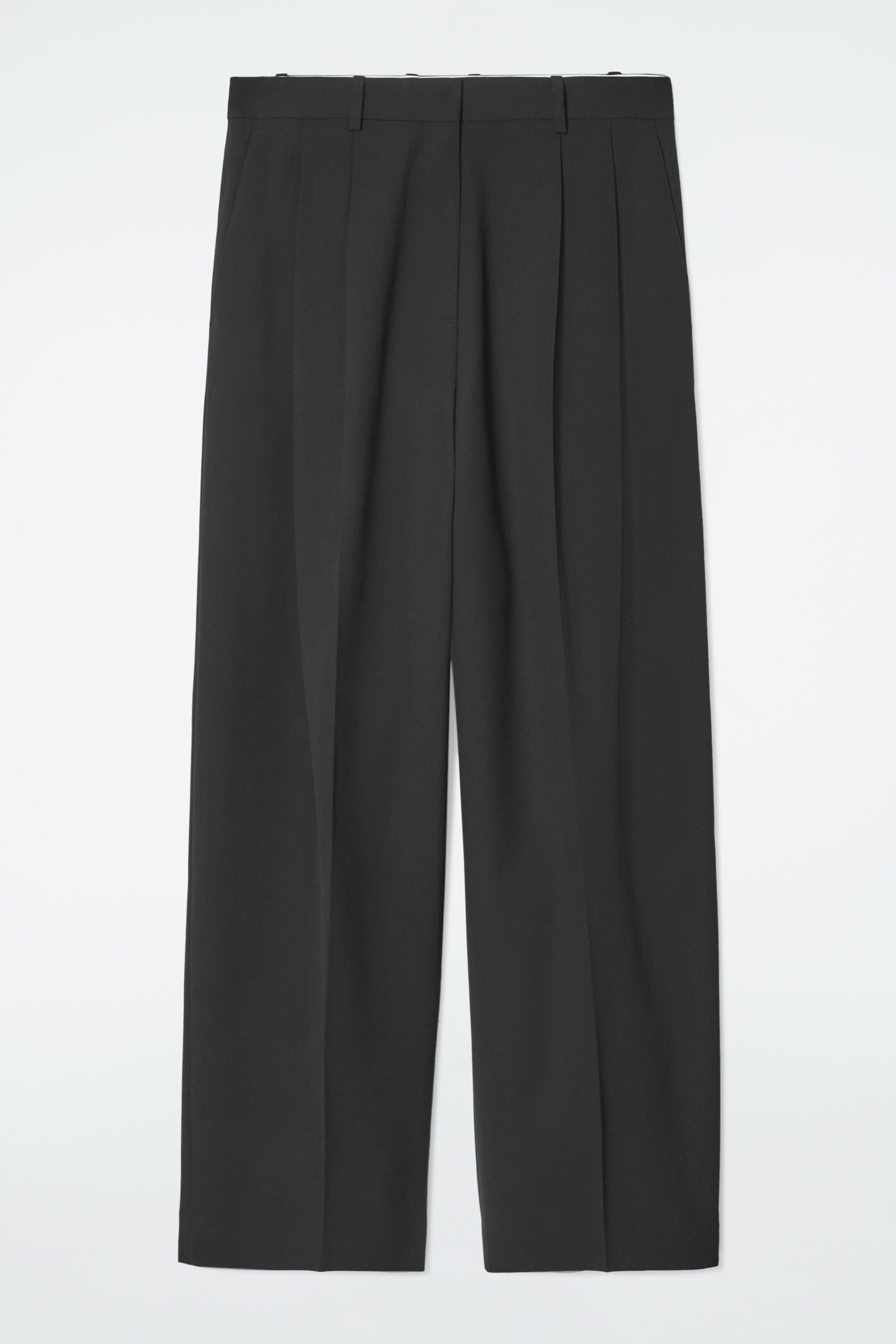 RELAXED TWILL WIDE-LEG TROUSERS