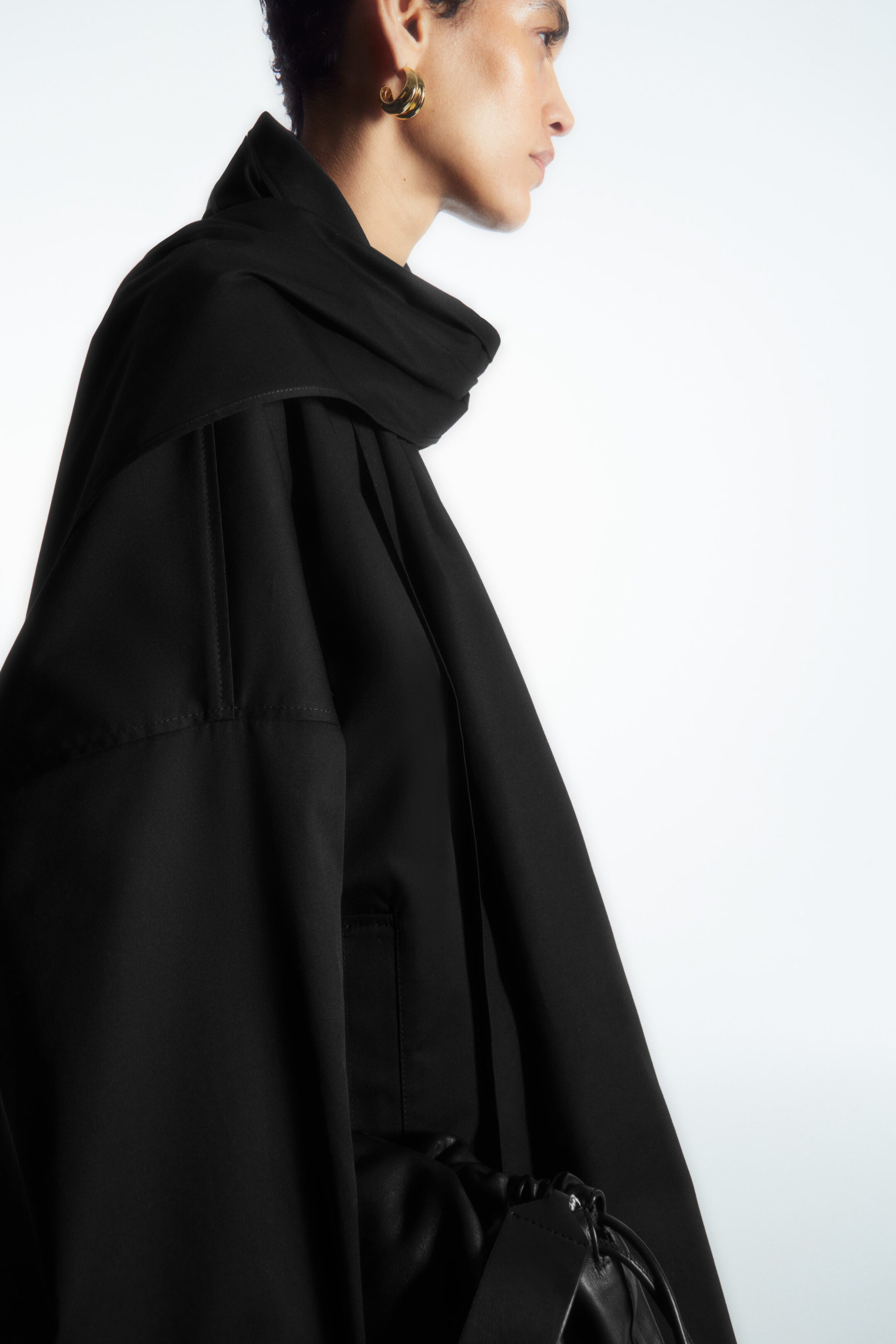 OVERSIZED SCARF-DETAIL TRENCH COAT