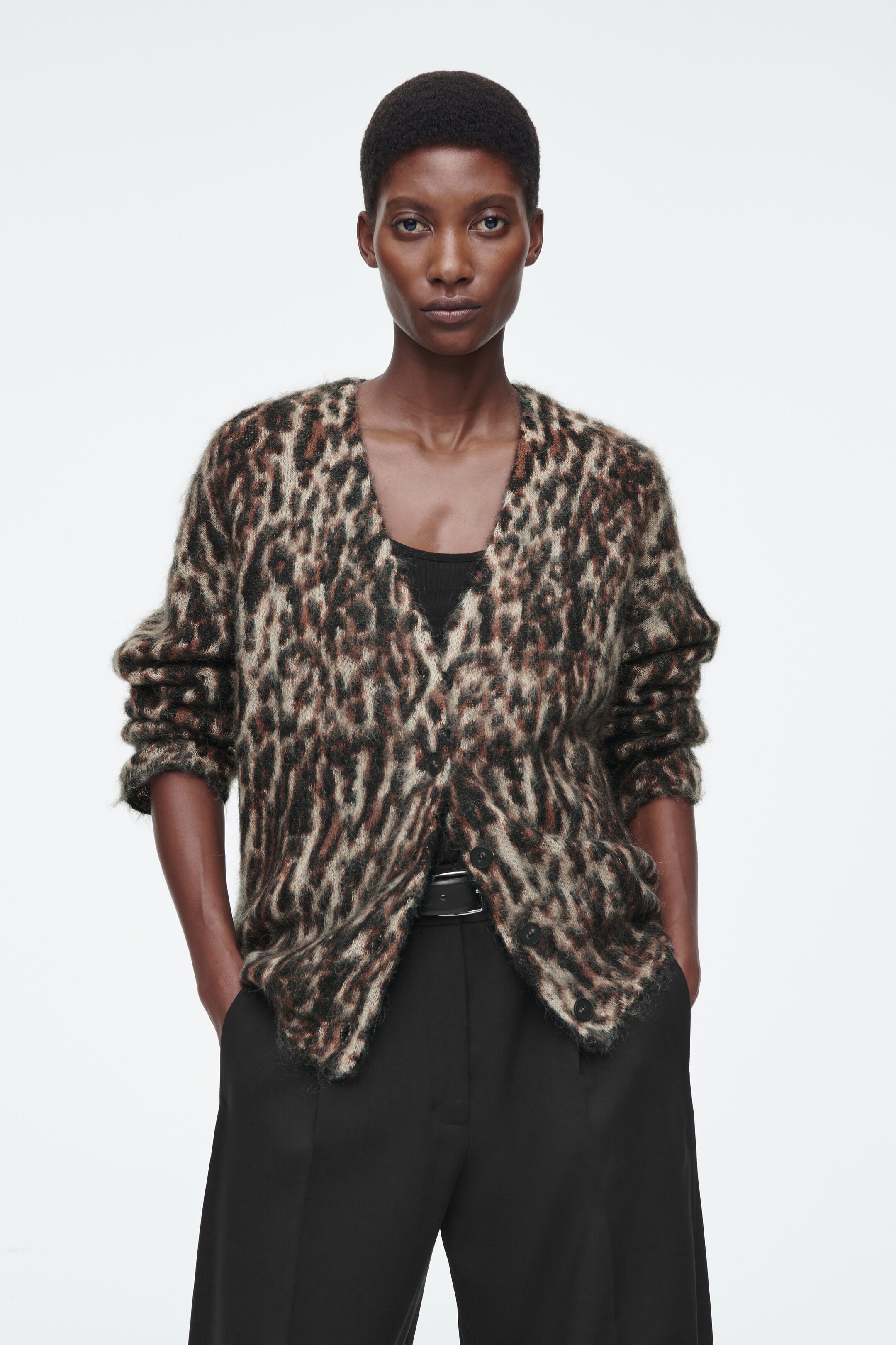 Leopard print sweater jacket best sale