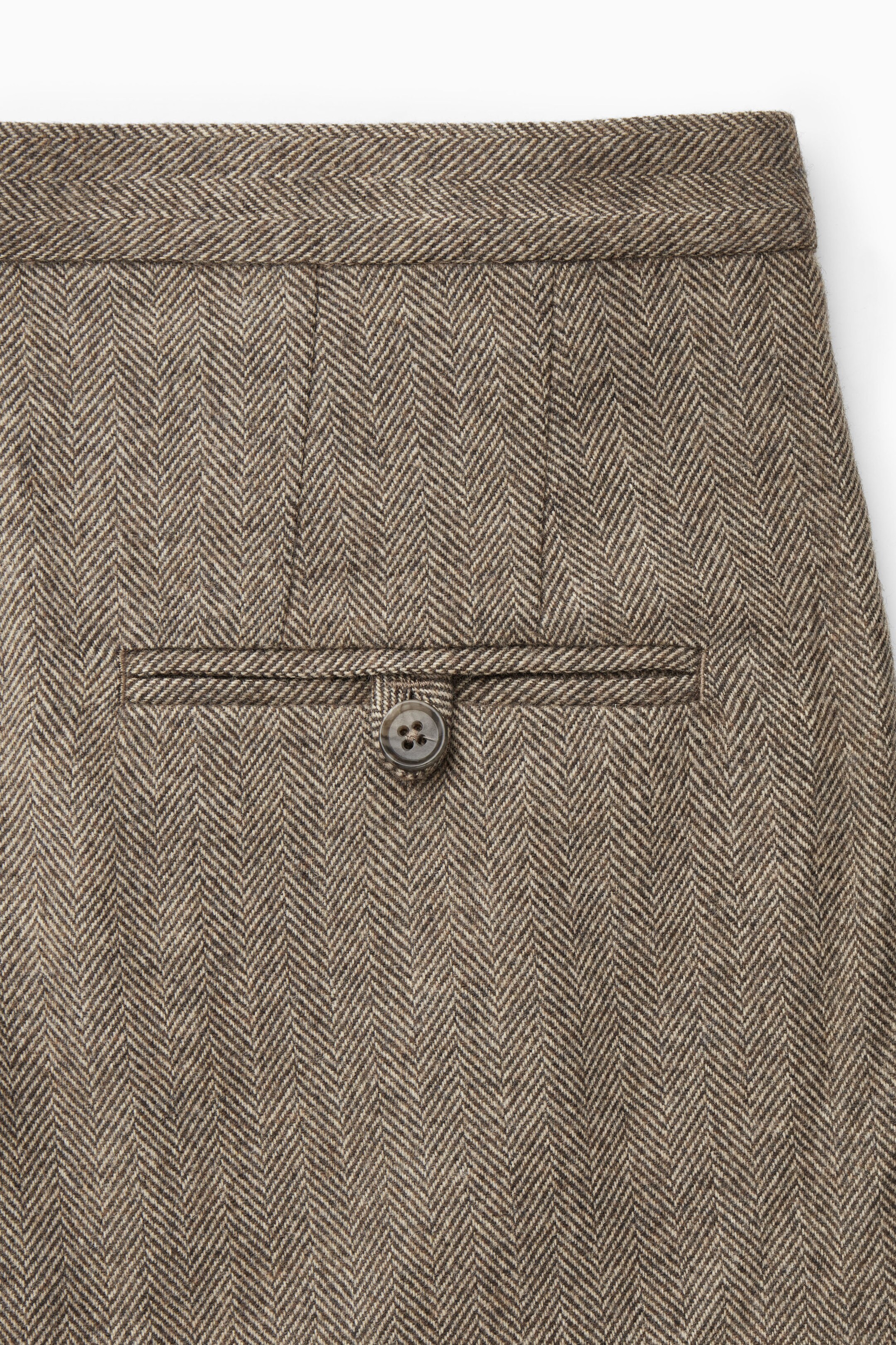 STRAIGHT-LEG WOOL-HERRINGBONE TROUSERS