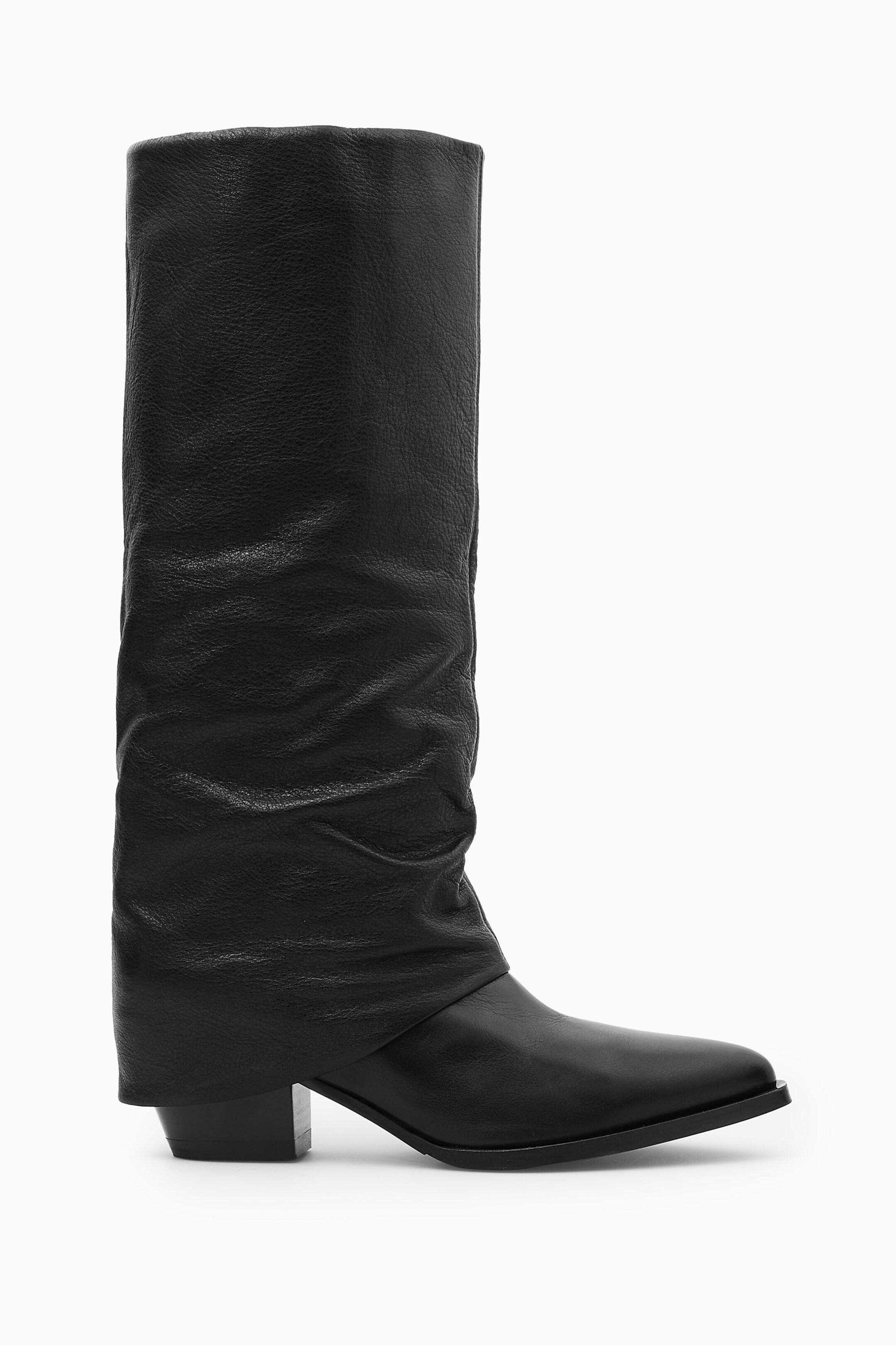 SLOUCHED LEATHER KNEE BOOTS