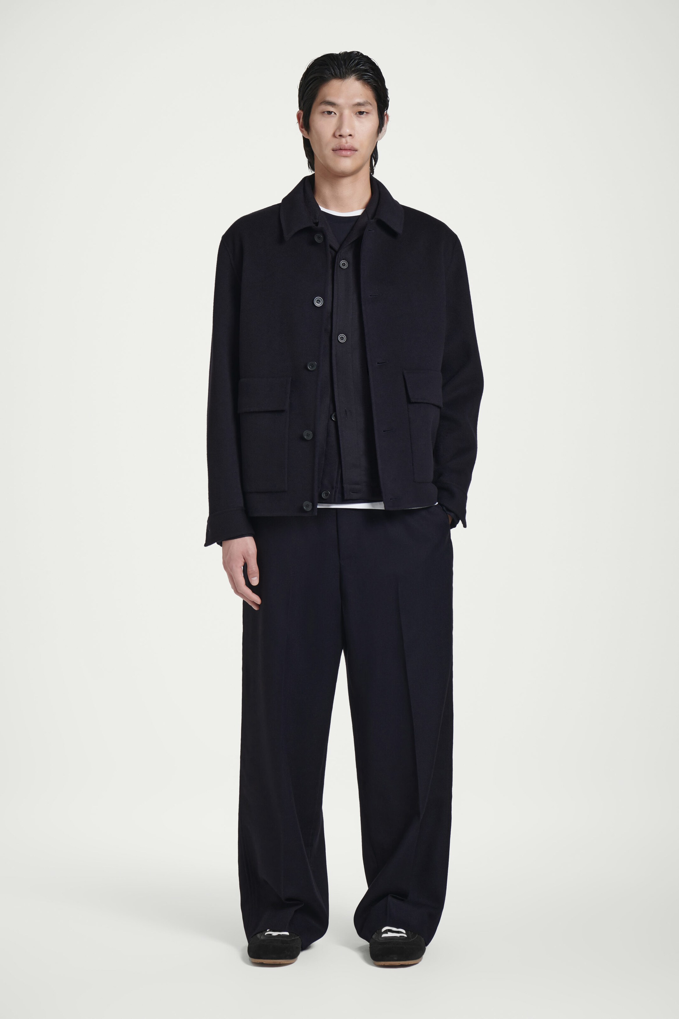 TAILORED WOOL-FLANNEL TRACK PANTS