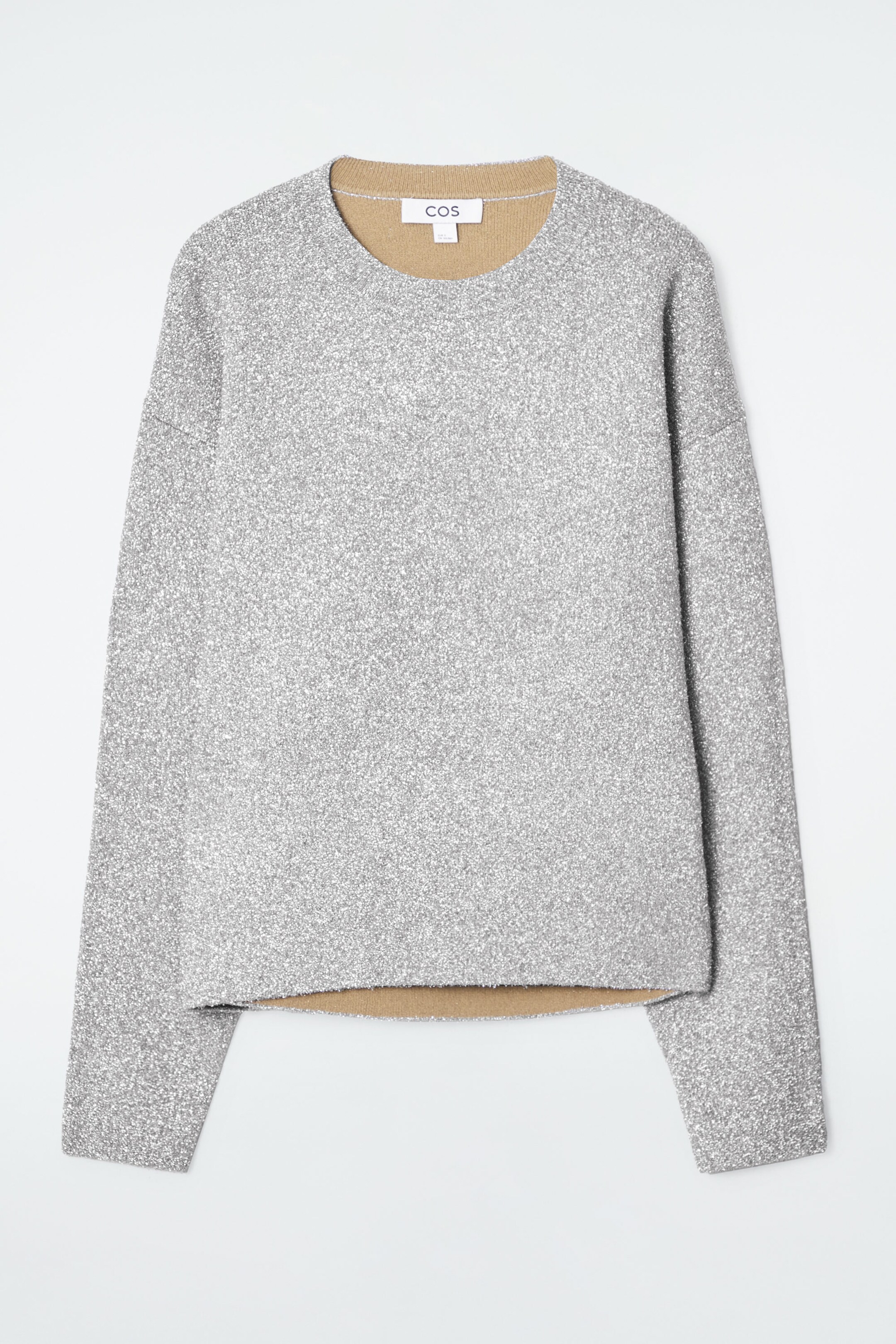 GLITZERNDER OVERSIZED-PULLOVER AUS MERINOWOLLE