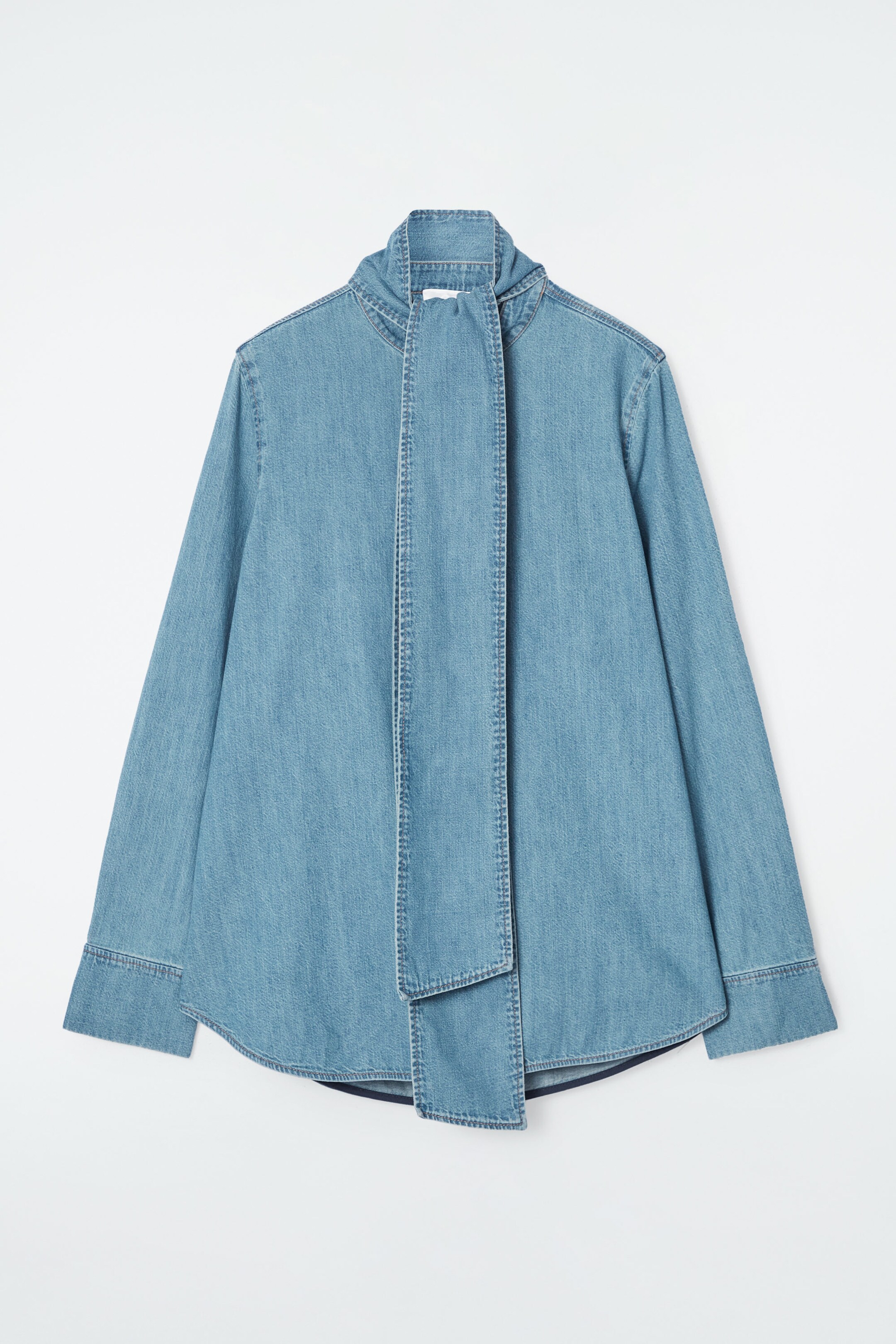 BLOUSE EN DENIM ENCOLURE À NOUER