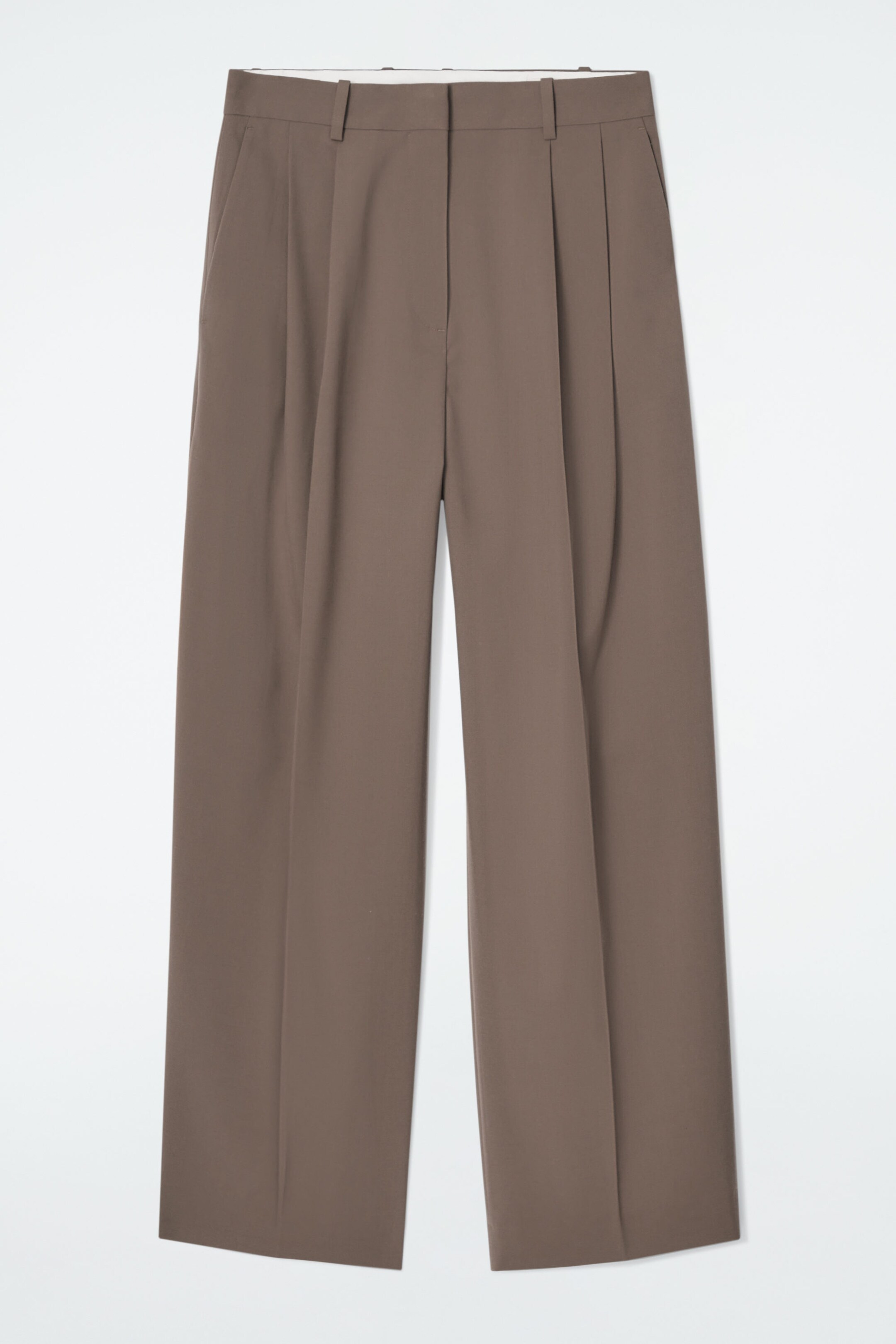 RELAXED TWILL WIDE-LEG TROUSERS