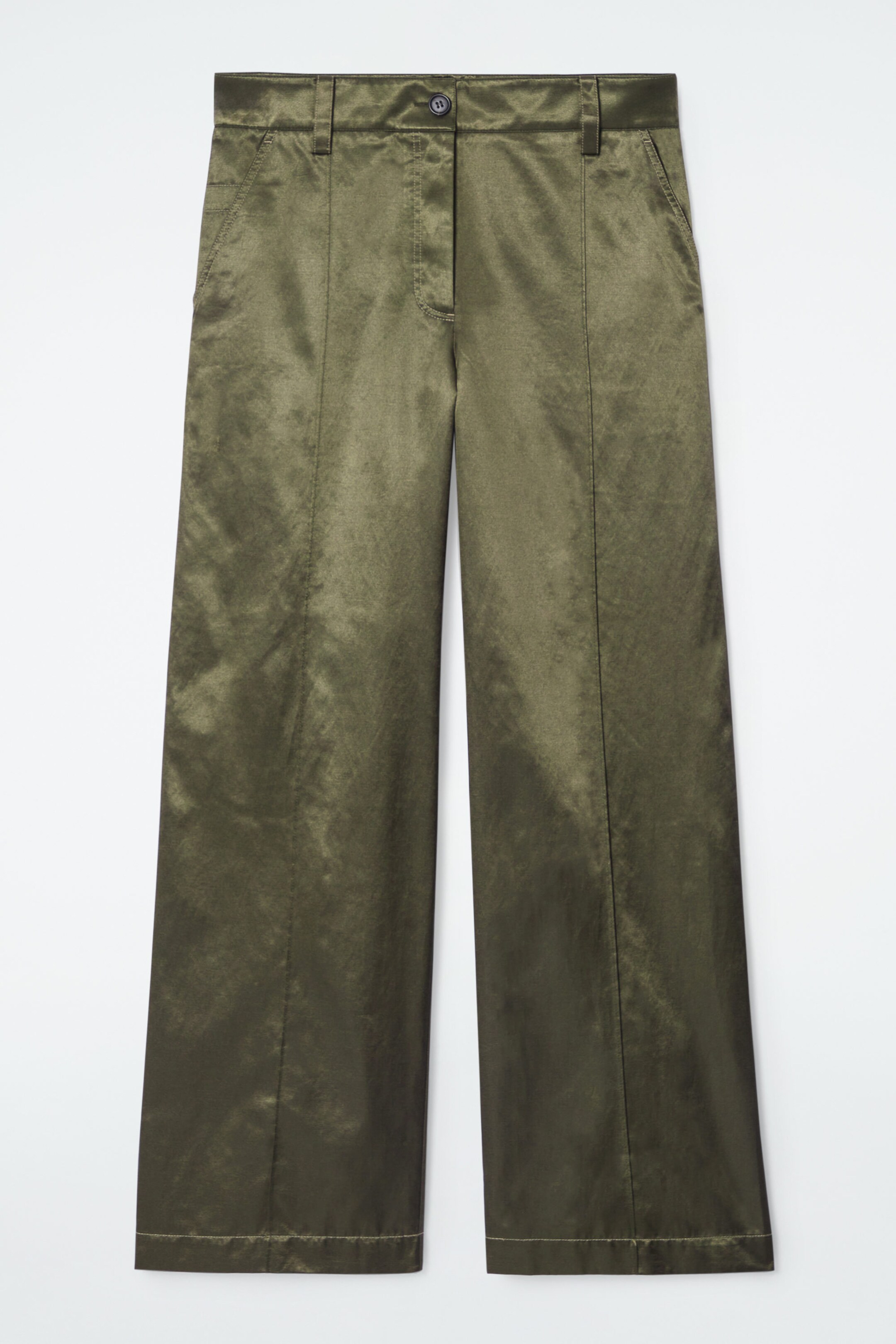 PINTUCKED SATIN UTILITY TROUSERS