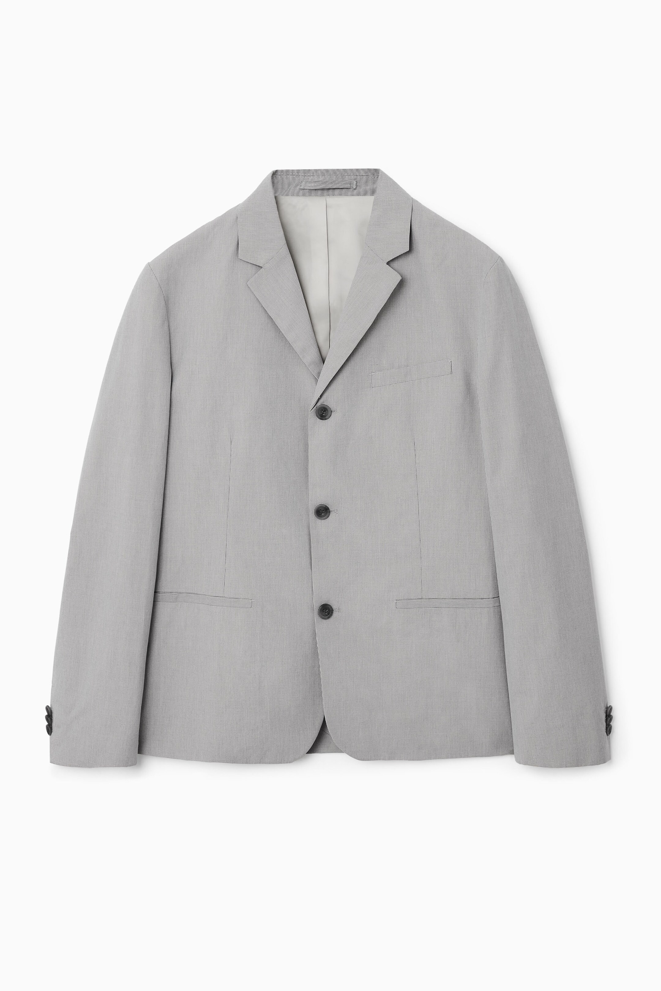 EINREIHIGER BLAZER MIT MIKRO-HAHNENTRITTMUSTER