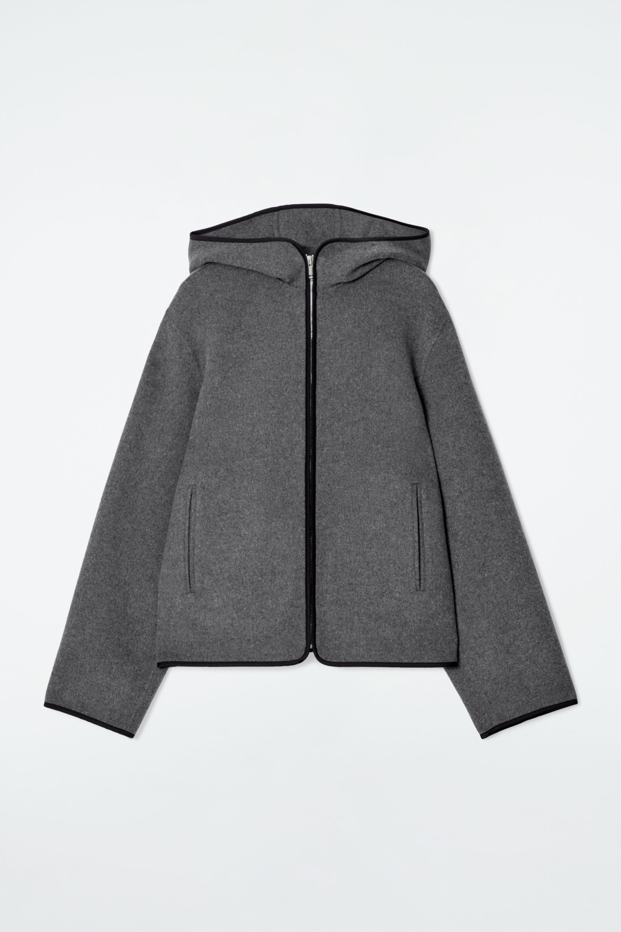 HOODED DOUBLE-FACED WOOL JACKET