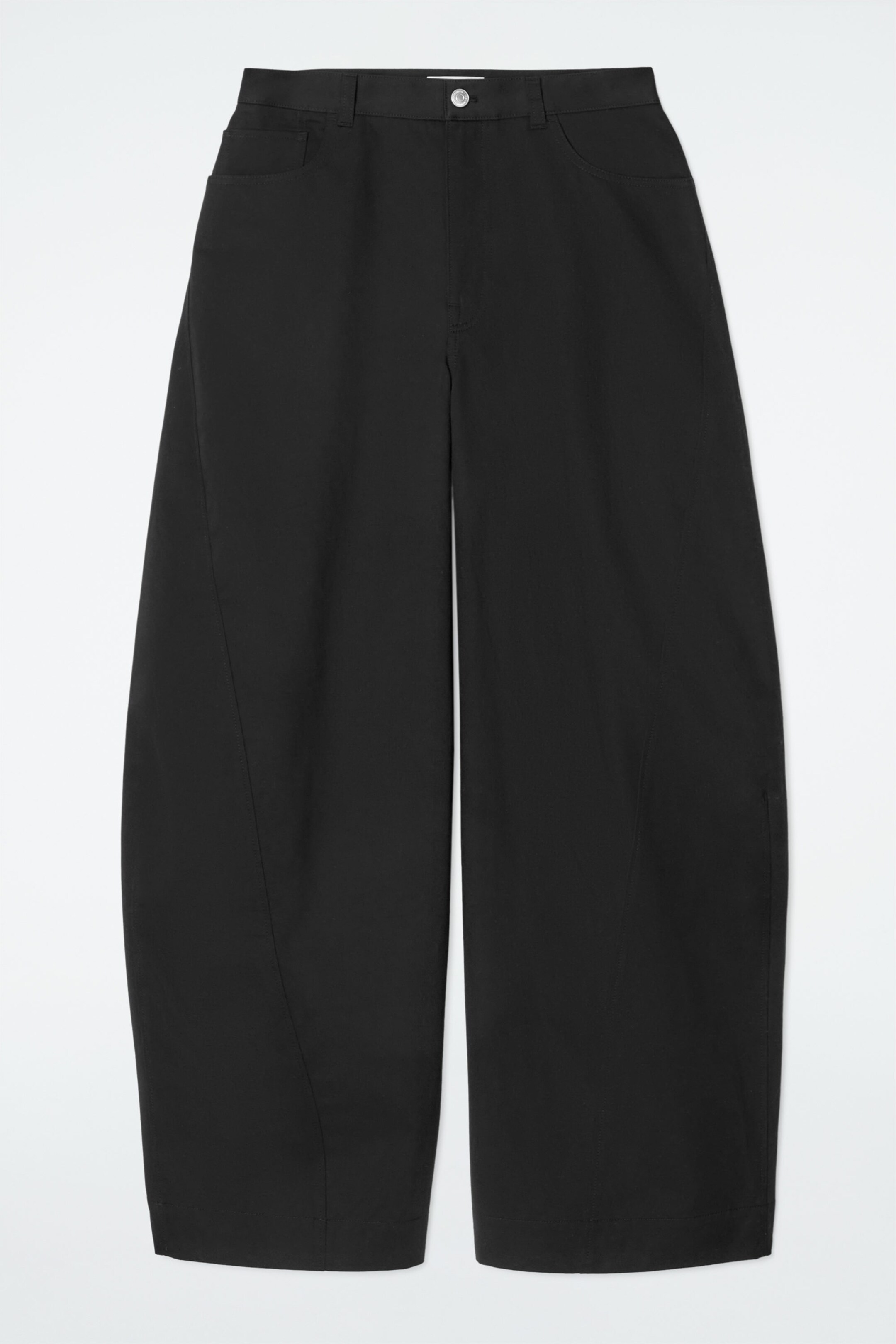 DECONSTRUCTED COTTON BARREL-LEG TROUSERS