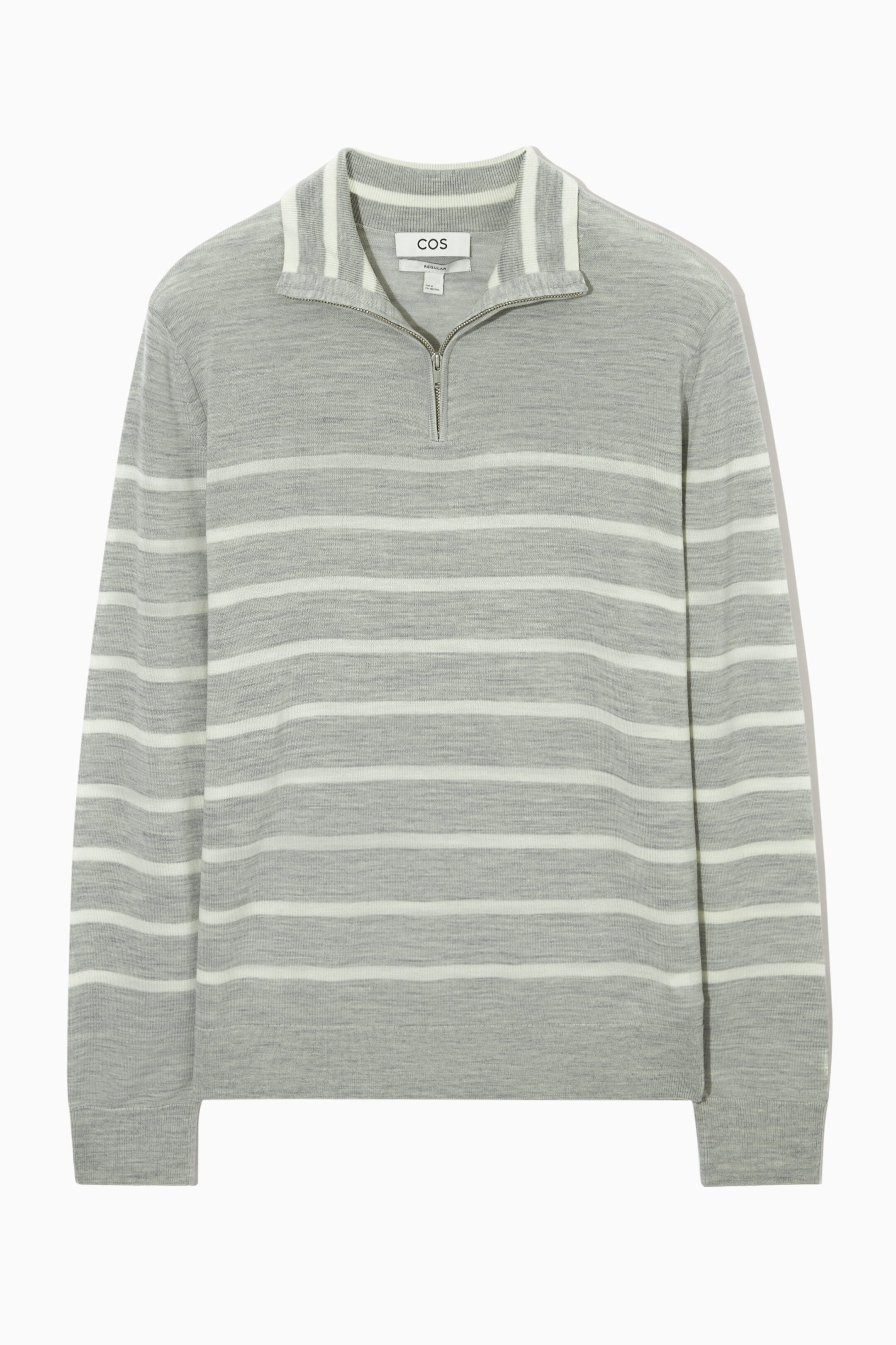 STRIPED MERINO WOOL HALF-ZIP JUMPER