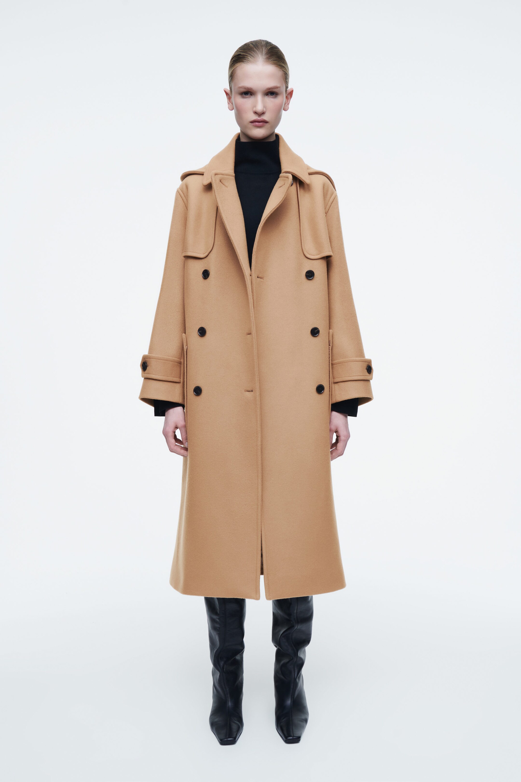 HOODED WOOL DUFFLE COAT