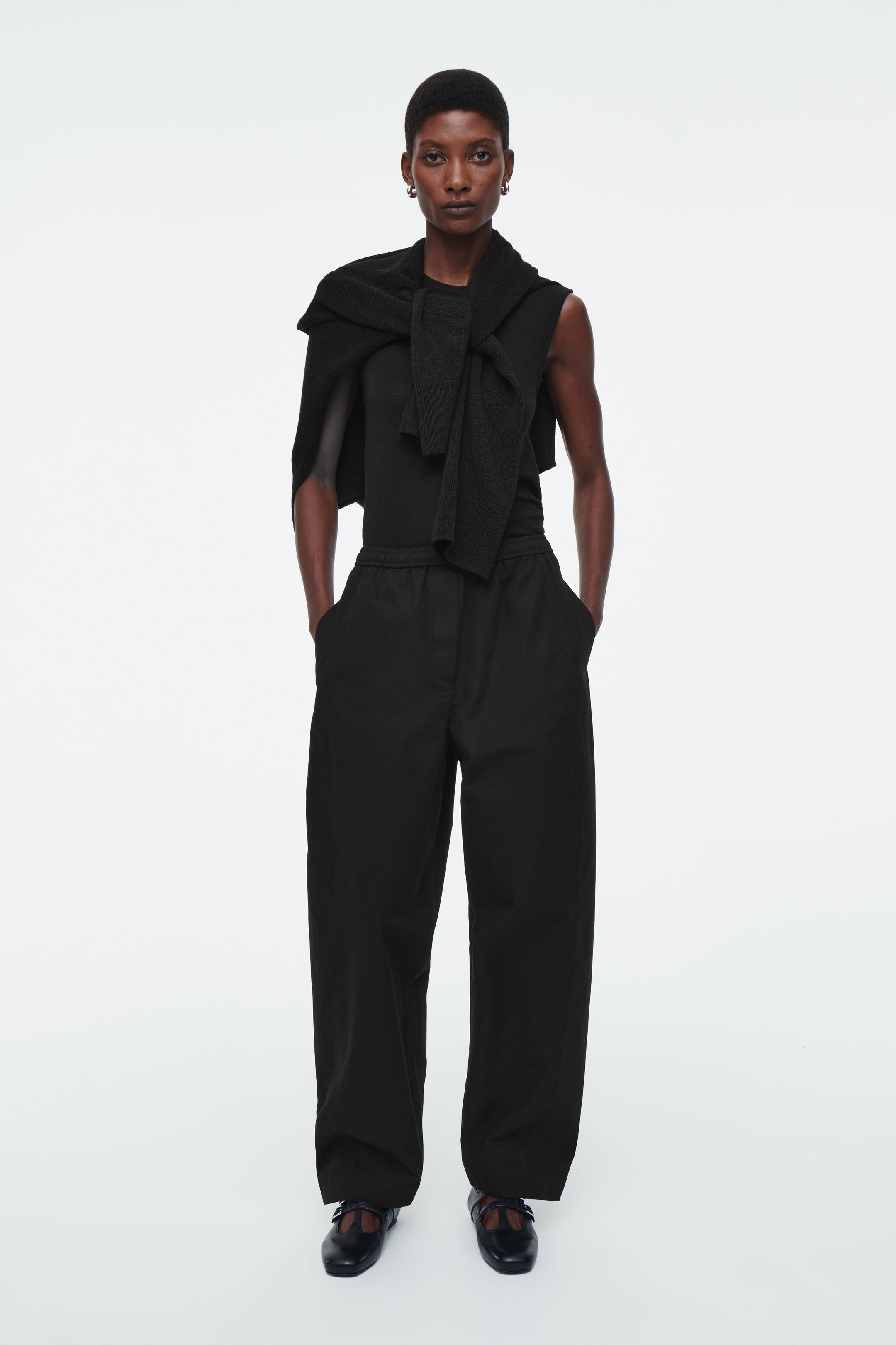 BARREL-LEG COTTON TROUSERS