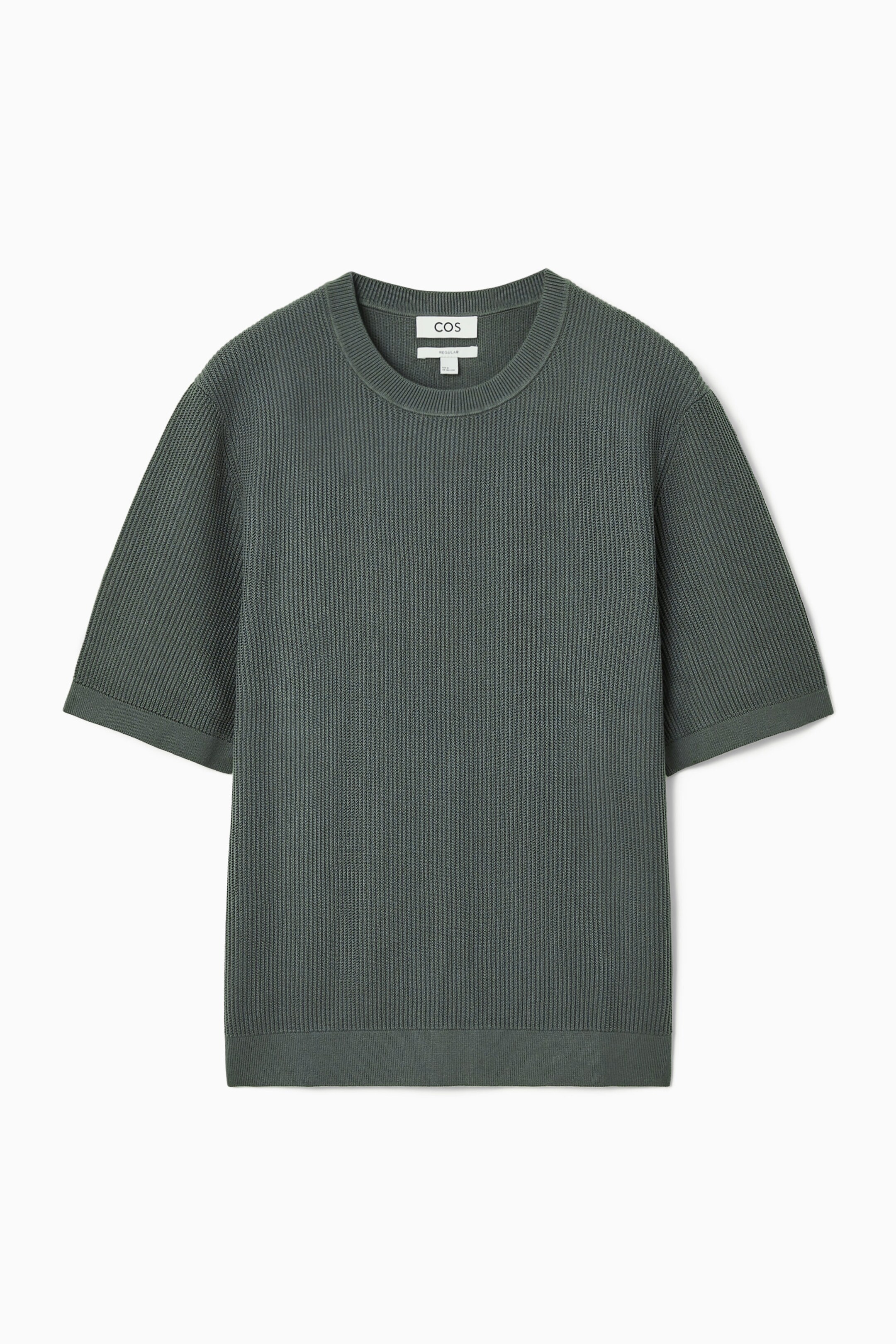 REGULAR TEXTURED-KNIT COTTON T-SHIRT