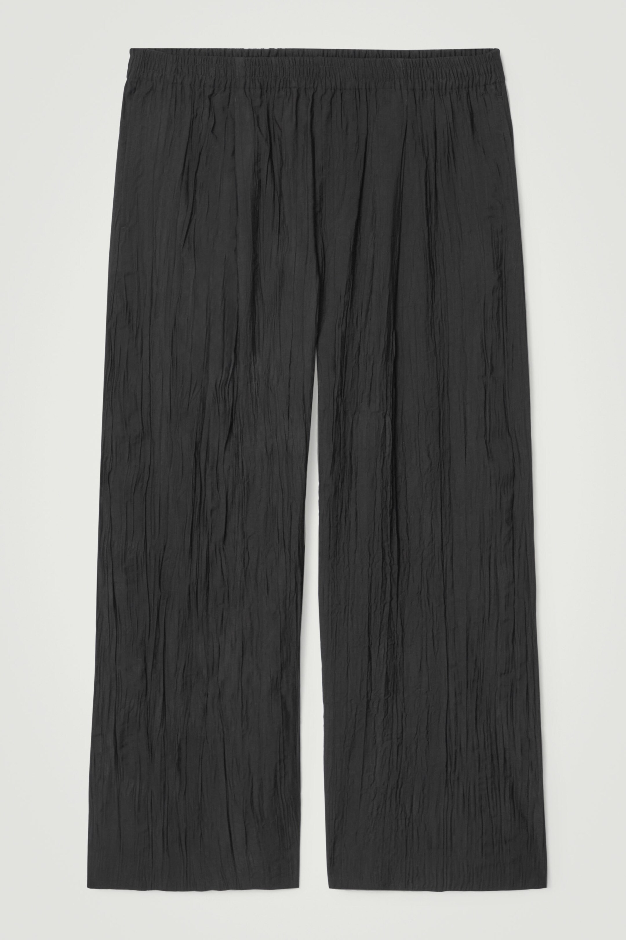 CRINKLED WIDE-LEG TROUSERS