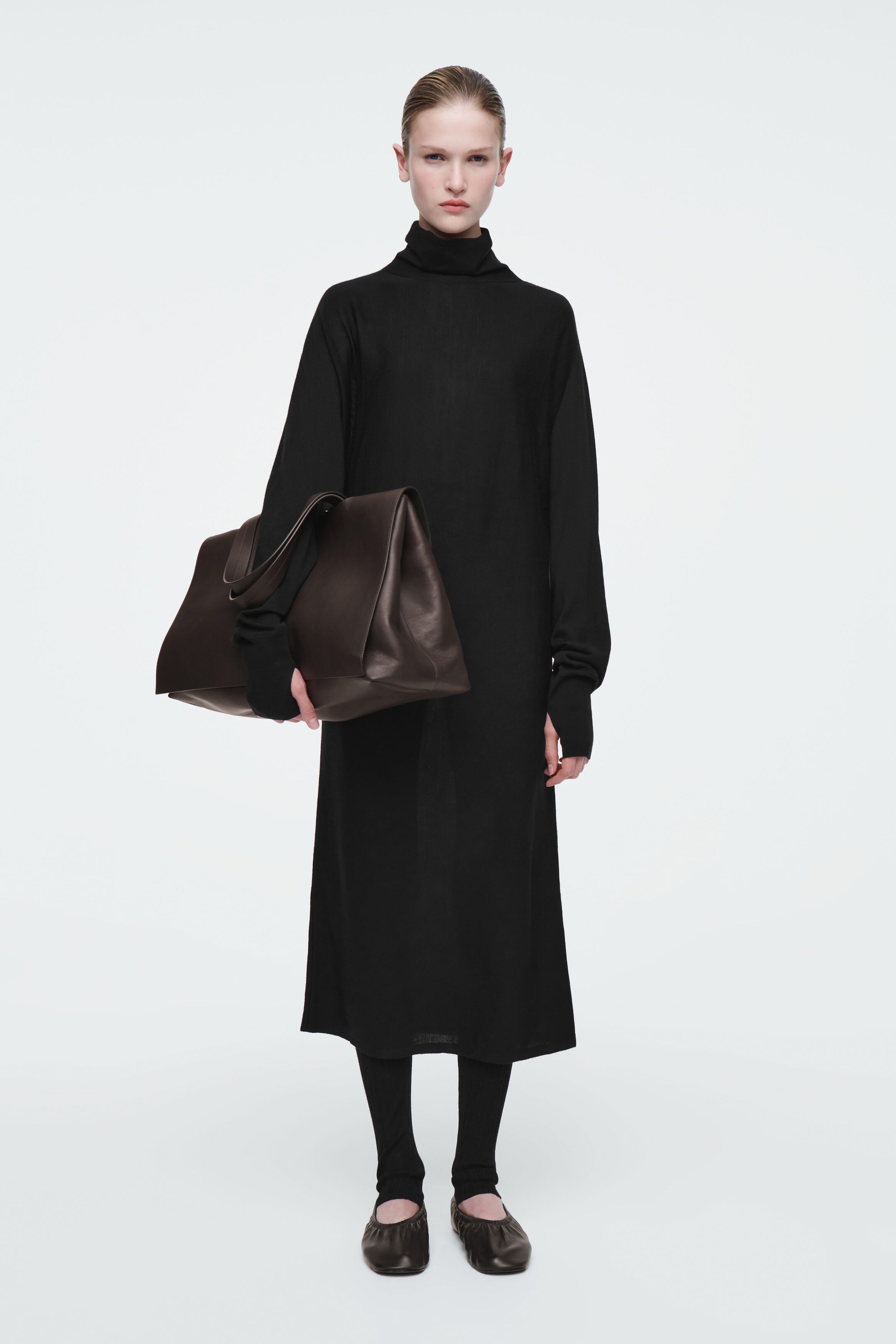 THE FUNNEL-NECK MERINO WOOL DRESS