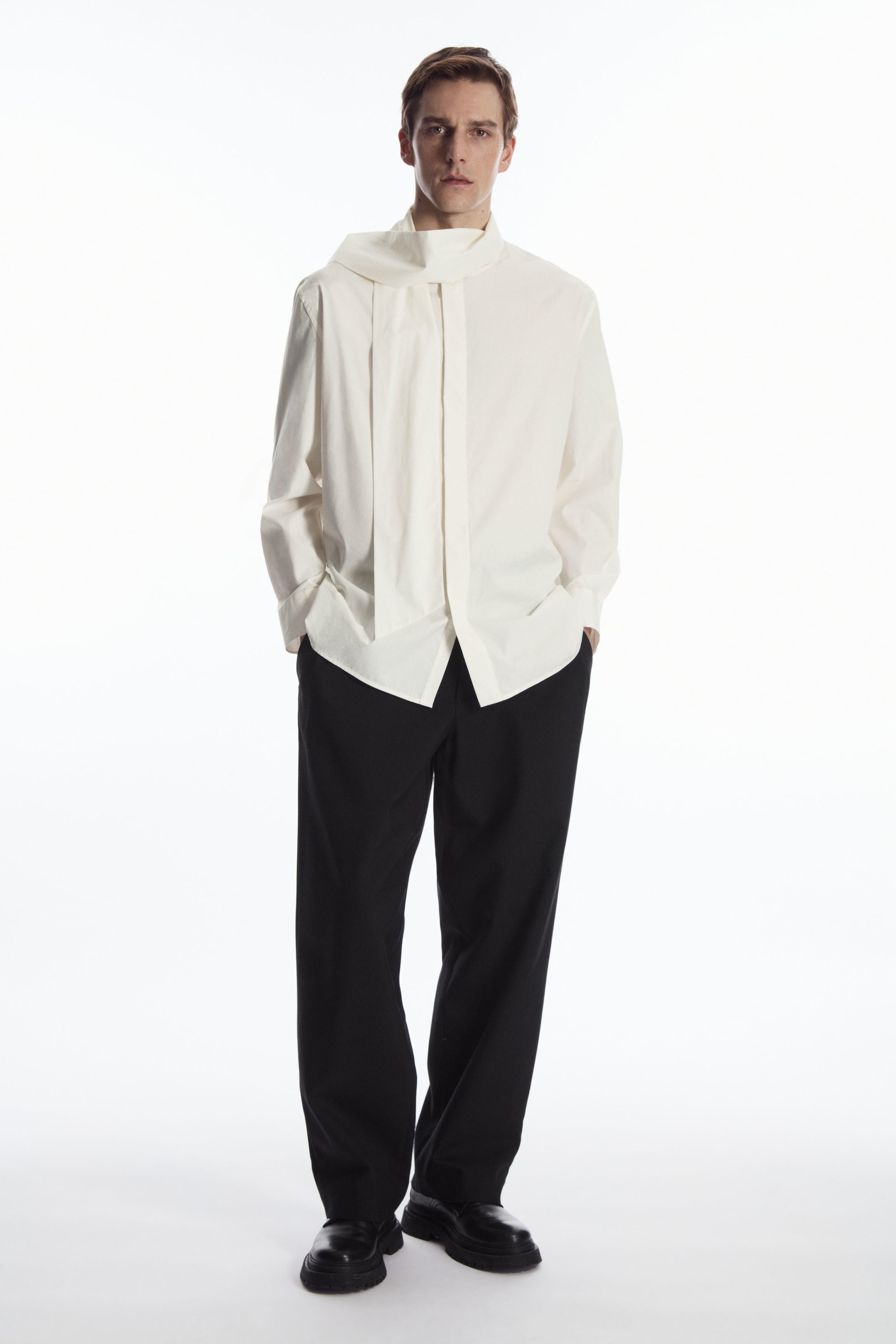 TIE-NECK FORMAL SHIRT - OVERSIZED