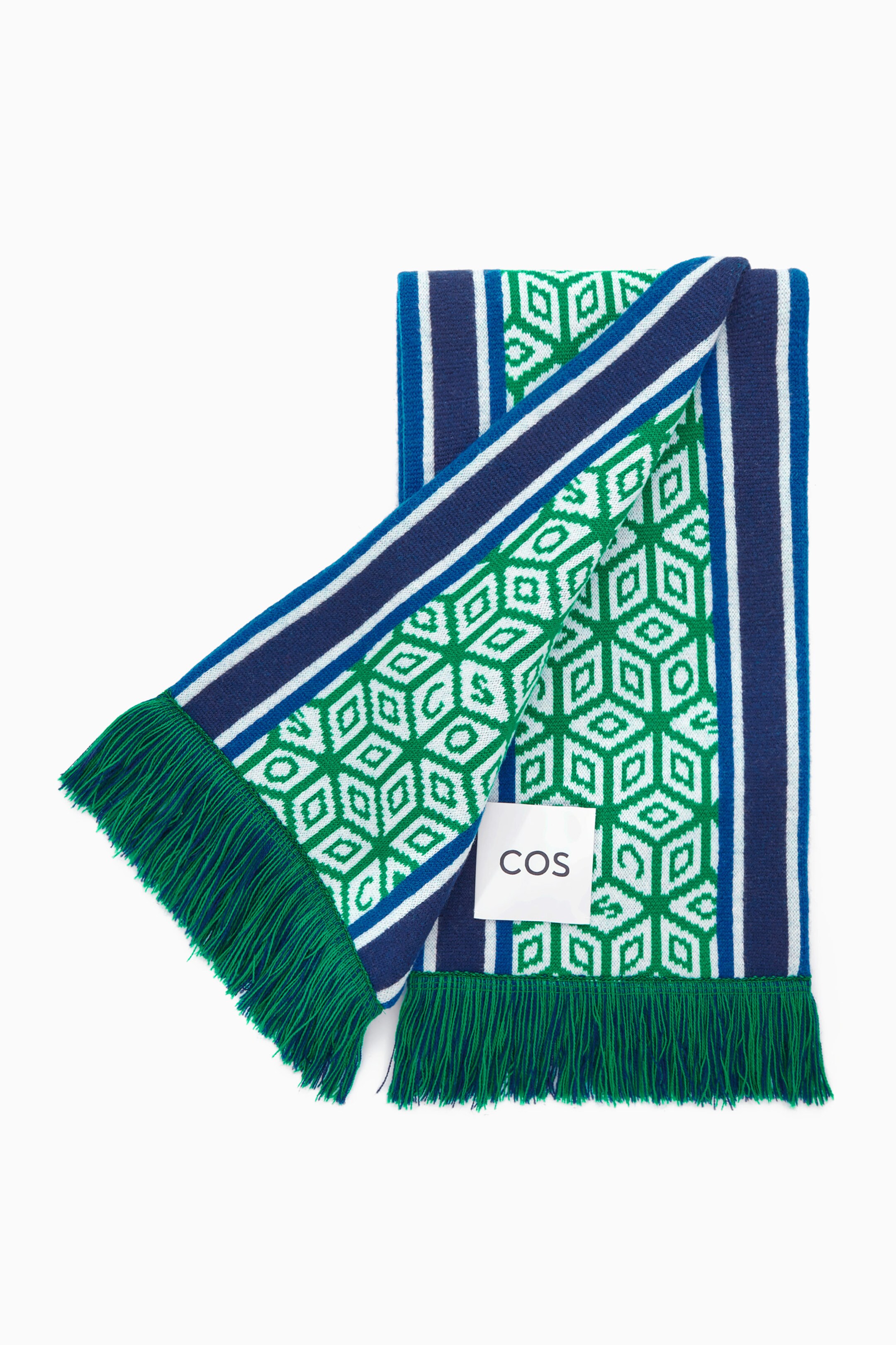 JACQUARD-KNIT WOOL FOOTBALL SCARF