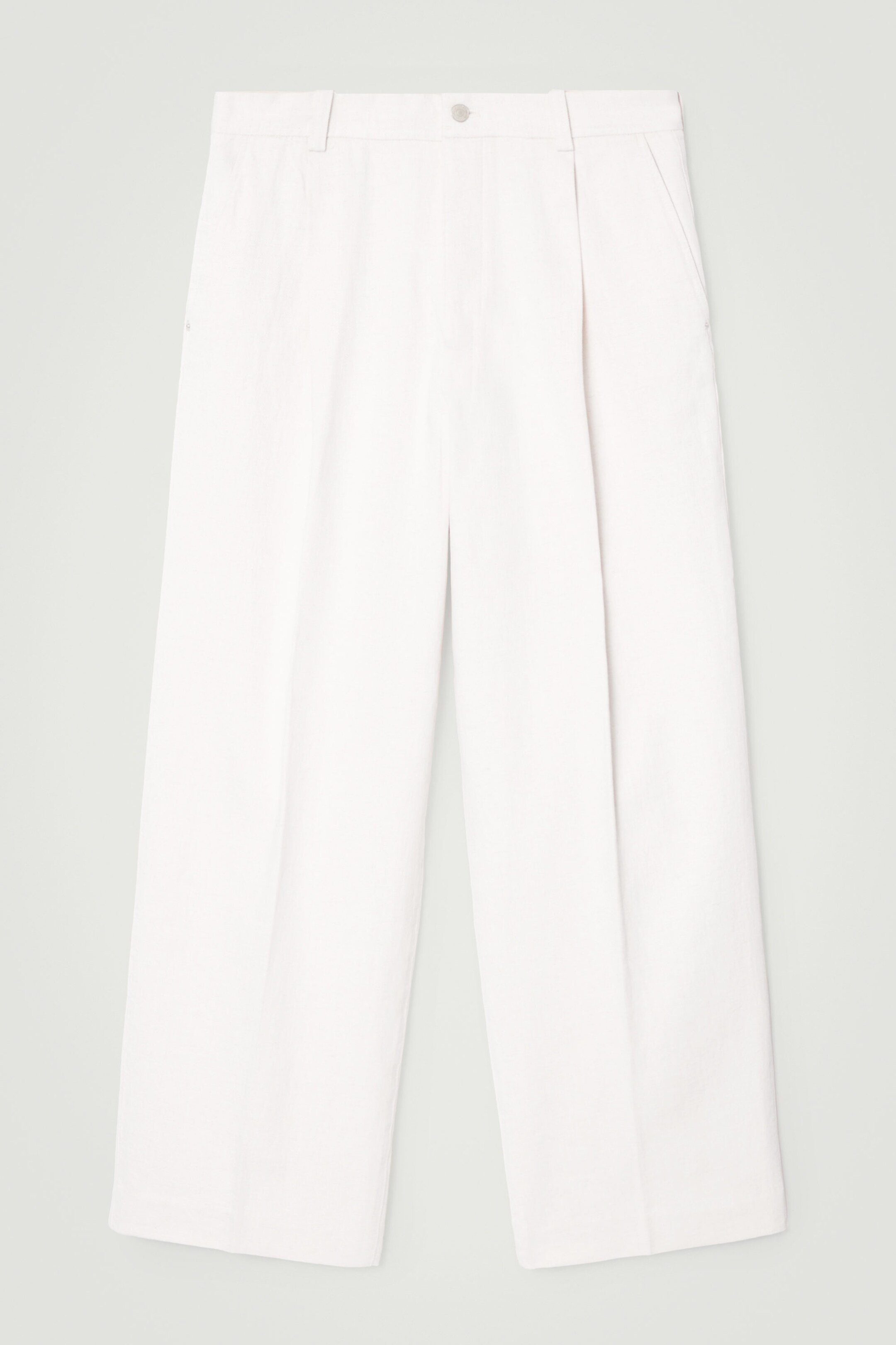 PLEATED WIDE-LEG DENIM TROUSERS