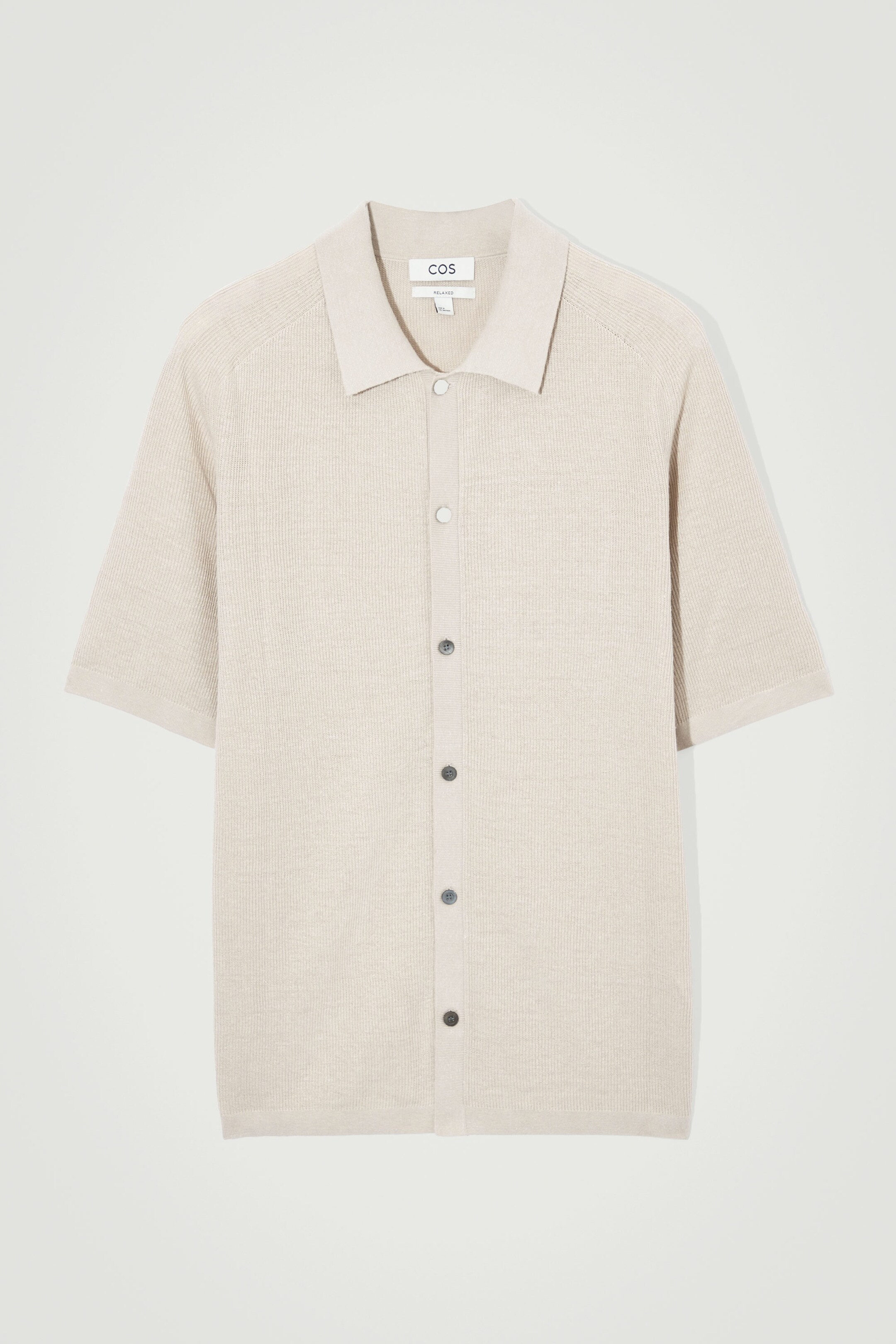 RELAXED RIBBED-KNIT LINEN SHIRT