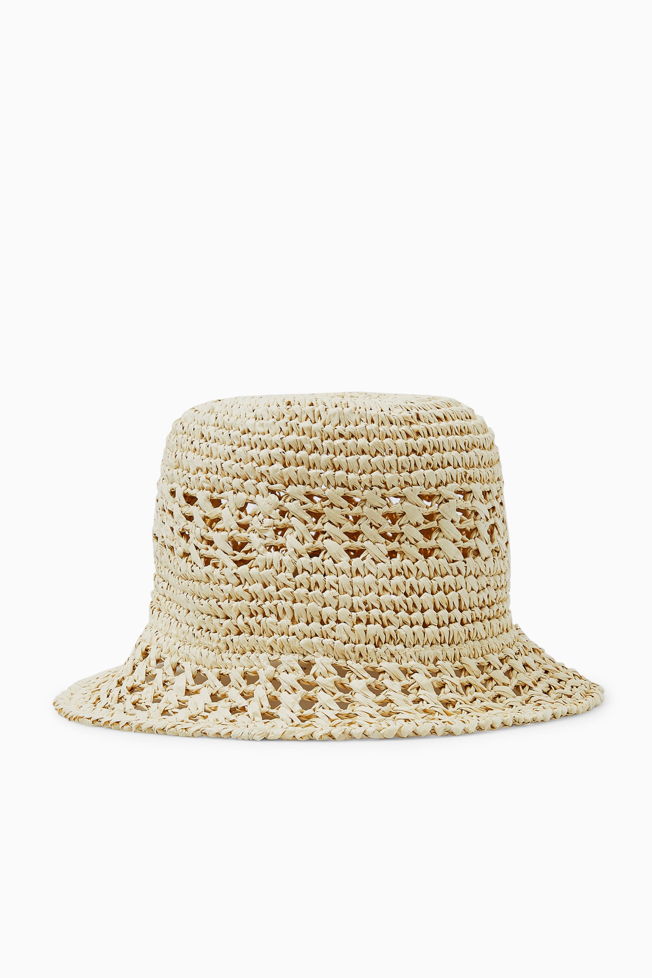 CROCHETED STRAW BUCKET HAT