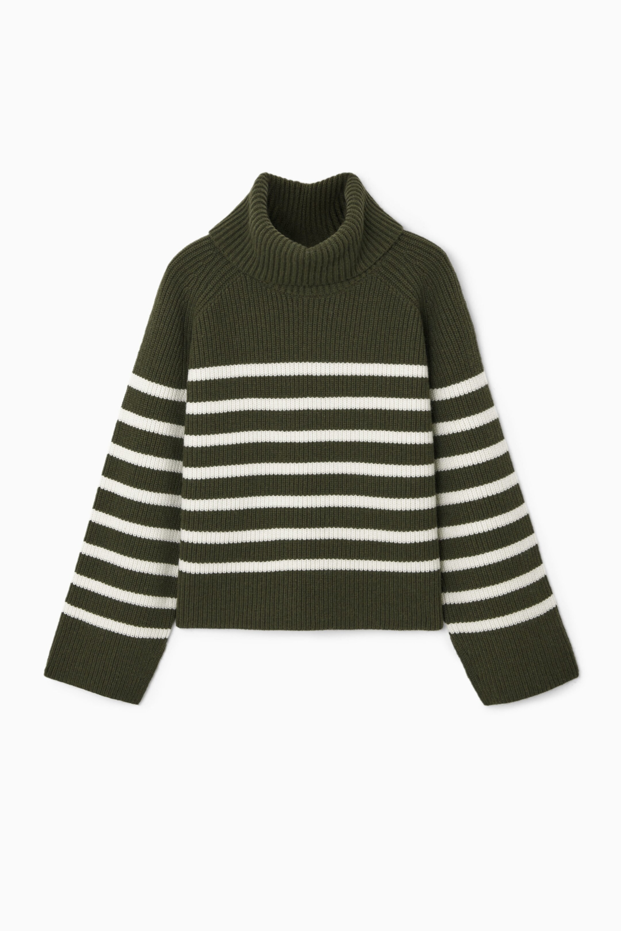 STRIPED WOOL ROLL-NECK JUMPER